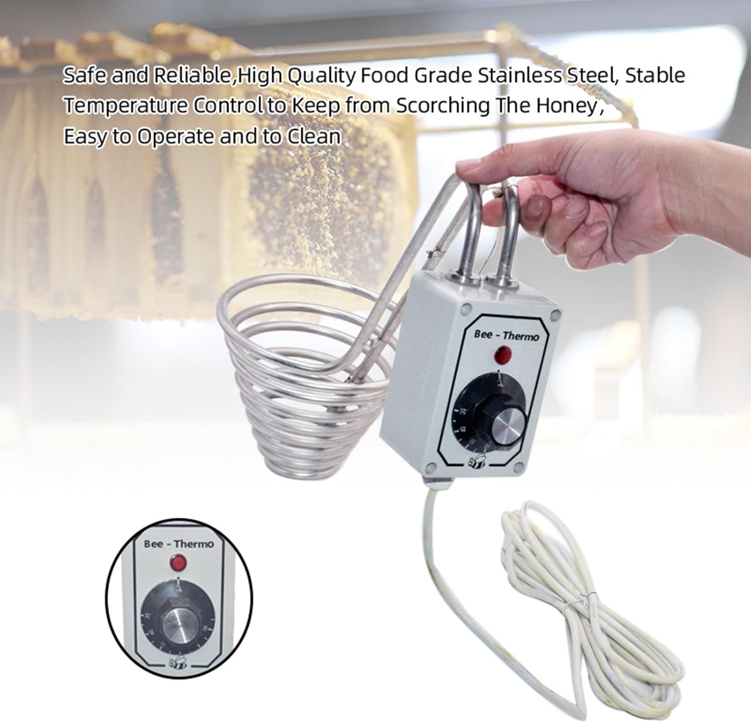 Heating Circle Honey Melter, Stainless Steel Honey Filter Heater Honey Extractor with Temperature-Adjustable Beekeeping Equipment for Beekeeper image number 3