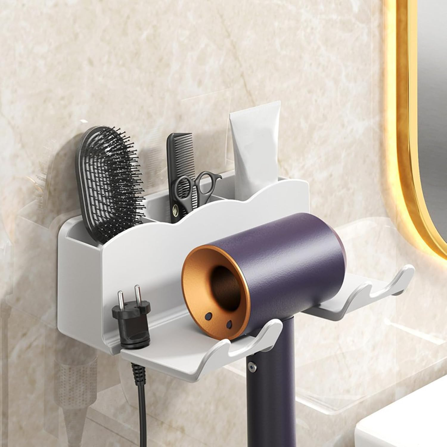 Hair Dryer Wall Holder -Spoildryer Stand | Blow Dryers Hanger | Storage Rack Hand Blower | Adhesive Bathroom Organization Blow Drier Hanger, Head Tool Organizer, Wall Mounted Storage Organizer, Drill