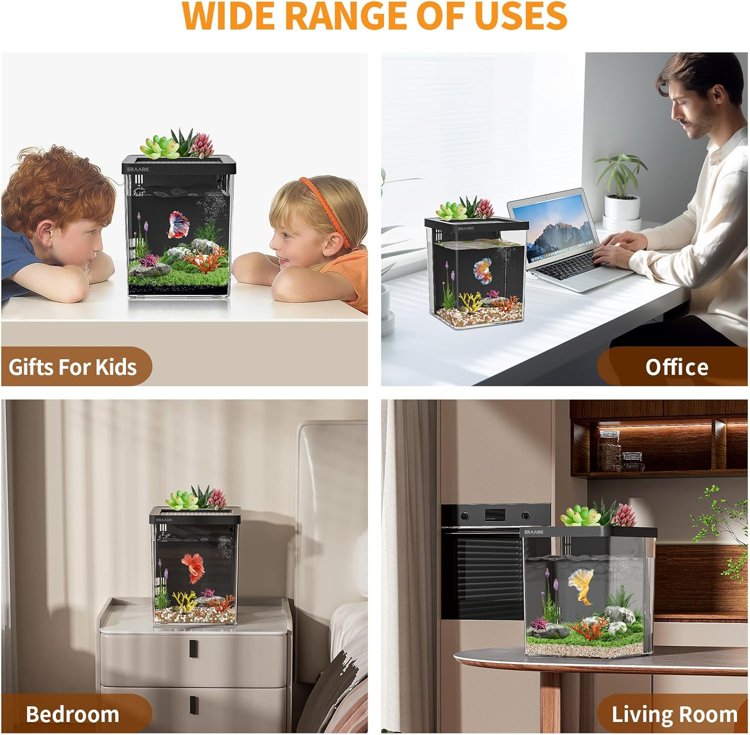 1.5 Gallon Betta Fish Tank Aquarium Kit with Filter LED Light, Water Pump, Fish Tank Starter Kits, Fish Bowl image number 3