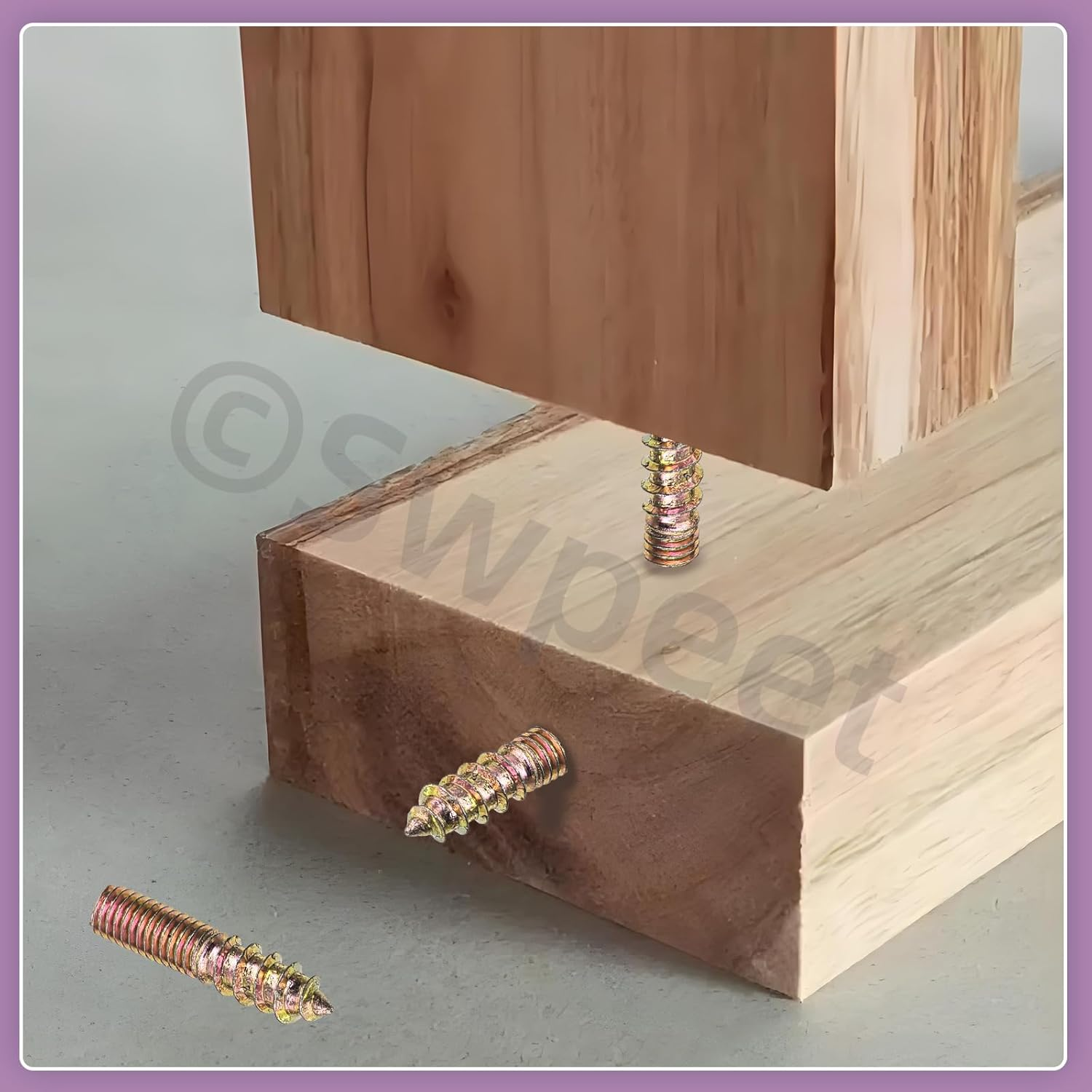 Swpeet 120Pcs 7 Sizes Color Zinc Hanger Bolts Assortment Kit, Double Headed Bolts, Self-Tapping Screw Hanger Bolts, Dowel Screw Bolts Threaded Rods Bolt Furniture Screws for Wood Furniture Joint