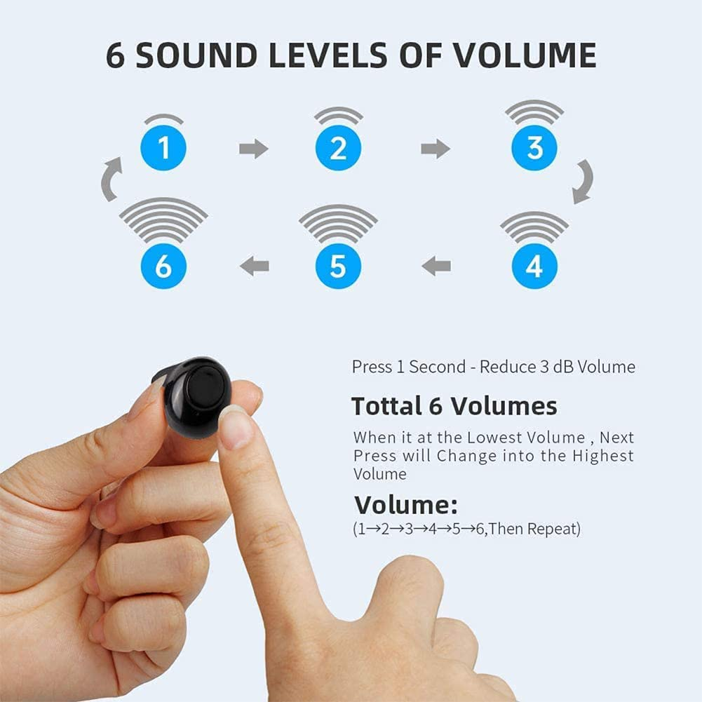 JINGHAO Hearing Amplifiers Aids Rechargeable with USB Charger Case Sound Amplifier Pair for Seniors, in the Ear Hearing Assis, Looks like Earbuds, Black image number 5
