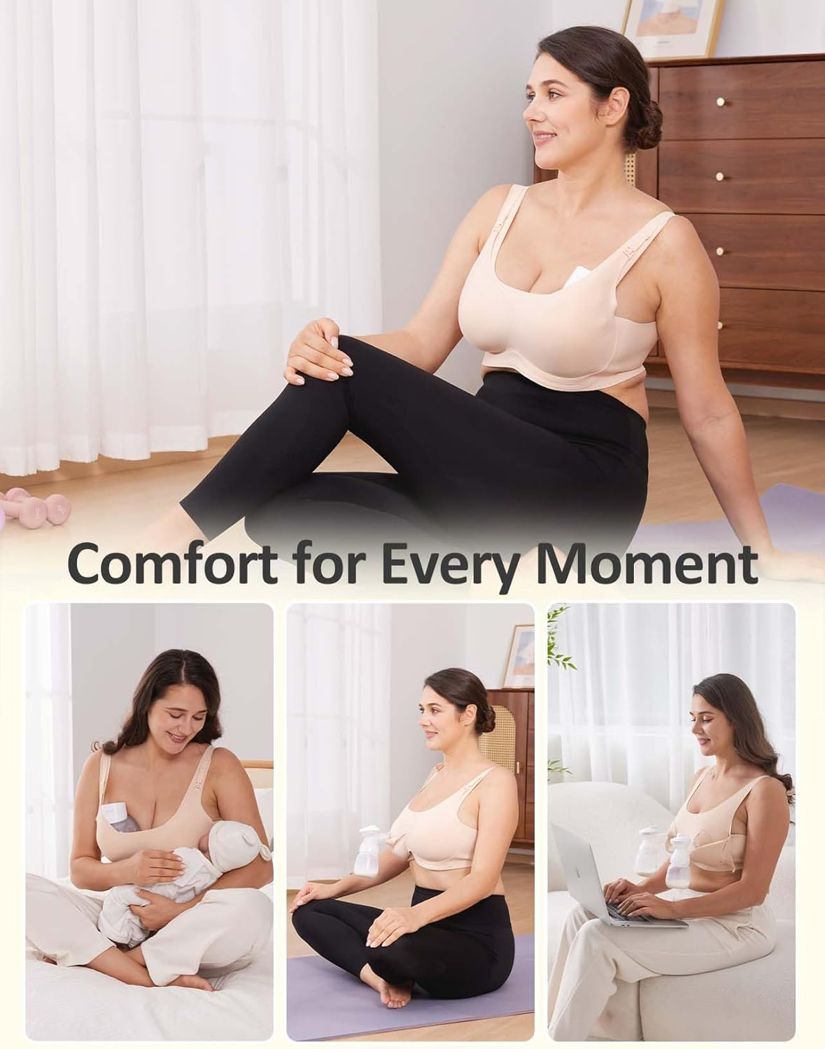 Hands-Free Pumping Bra with Jelly Gel Technology and Semi-F Padding, Compatible with All Standard Breast Pumps image number 4