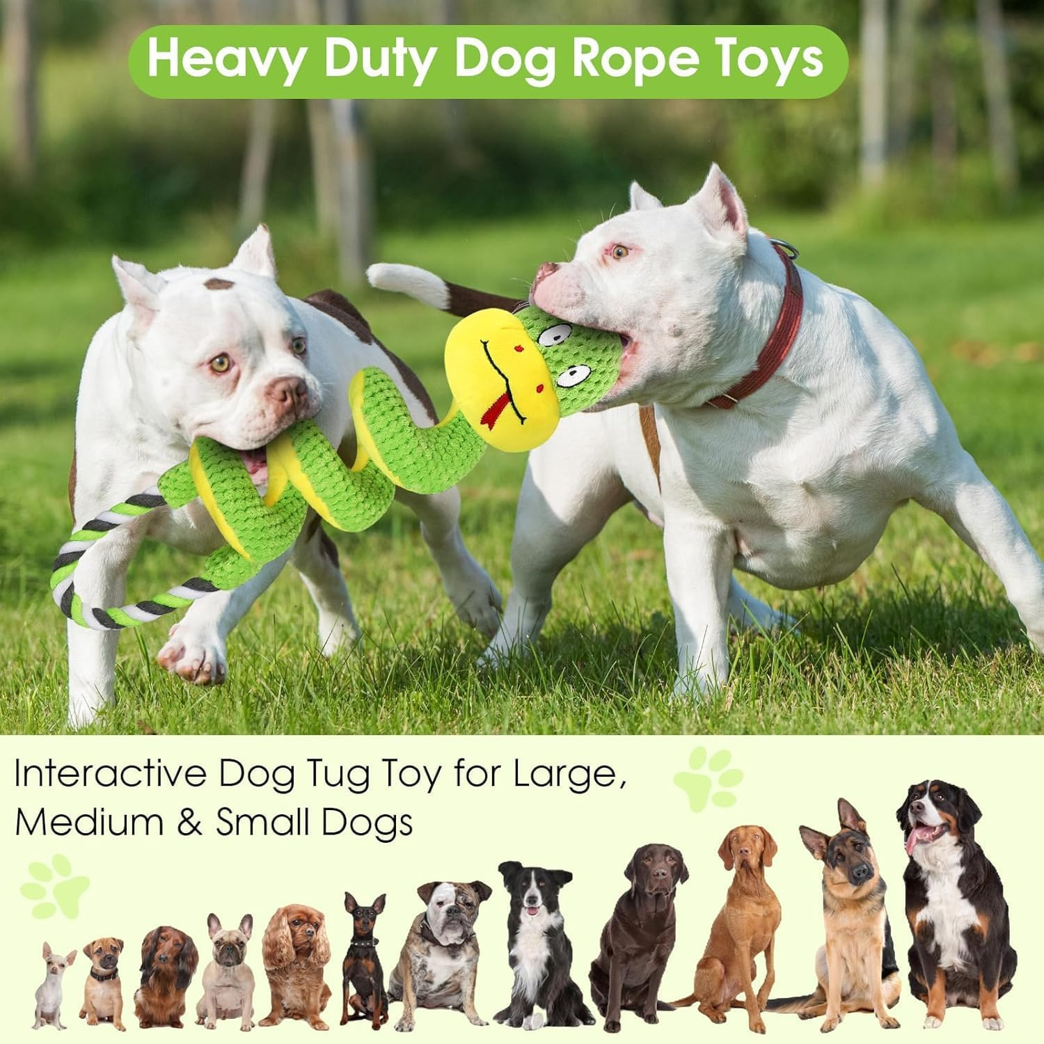 Chew-Resistant Dog Rope Toy with Squeaker & Crinkle Paper | Interactive Puppy Toys for Anxiety Relief & Dental Care | Tough Chew Toys for Small, Medium, and Large Dogs image number 1