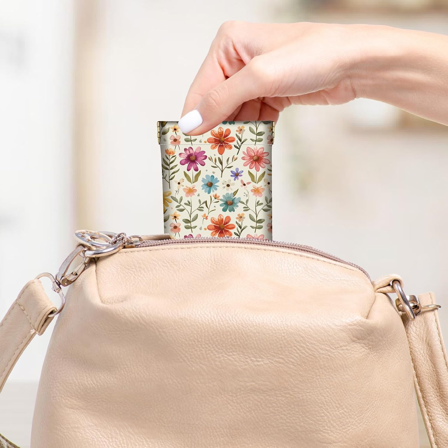 CREATCABIN 2Pcs 2 Styles Floral Eyeglasses Case Portable Sunglasses Pouch PU Leather Soft Waterproof Slim Squeeze Flower Glasses Goggles Holder Bag with 2Pcs Cloths for Travel Women Men 7.1 X 3.5 image number 3