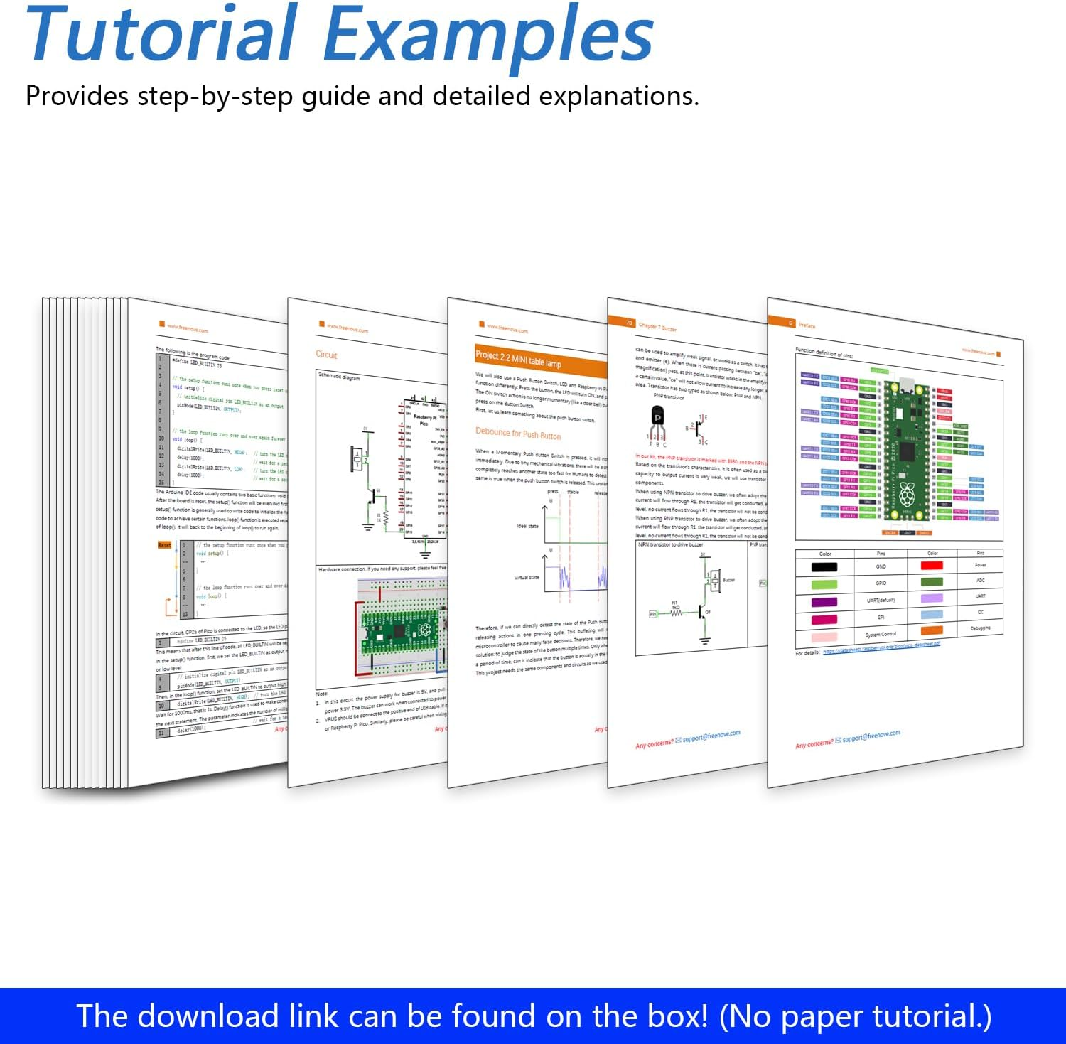 Freenove Ultimate Starter Kit for Raspberry Pi Pico 1 2 W (Not Included), 767-Page Detailed Tutorial, 220 Items, 119 Projects, Python C Java Code - With Raspberry Pi Pico 2 image number 2
