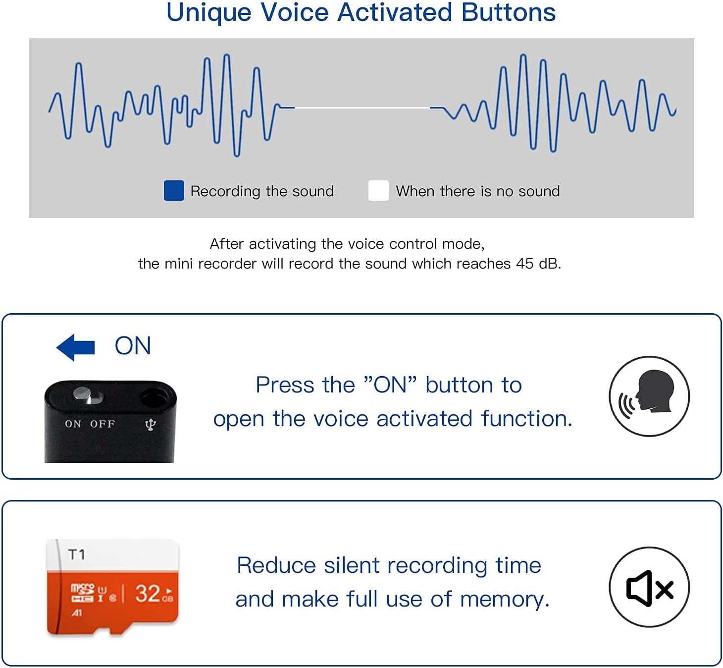 Voice Recorder, Mini Voice Activated Recorder, 4GB/8GB/16GB/32GB Super Long 800 Hours Recording Capacity, 365 Standby Battery, Audio Sound Recording Continuous Listening Device (Q2-8GB) image number 1