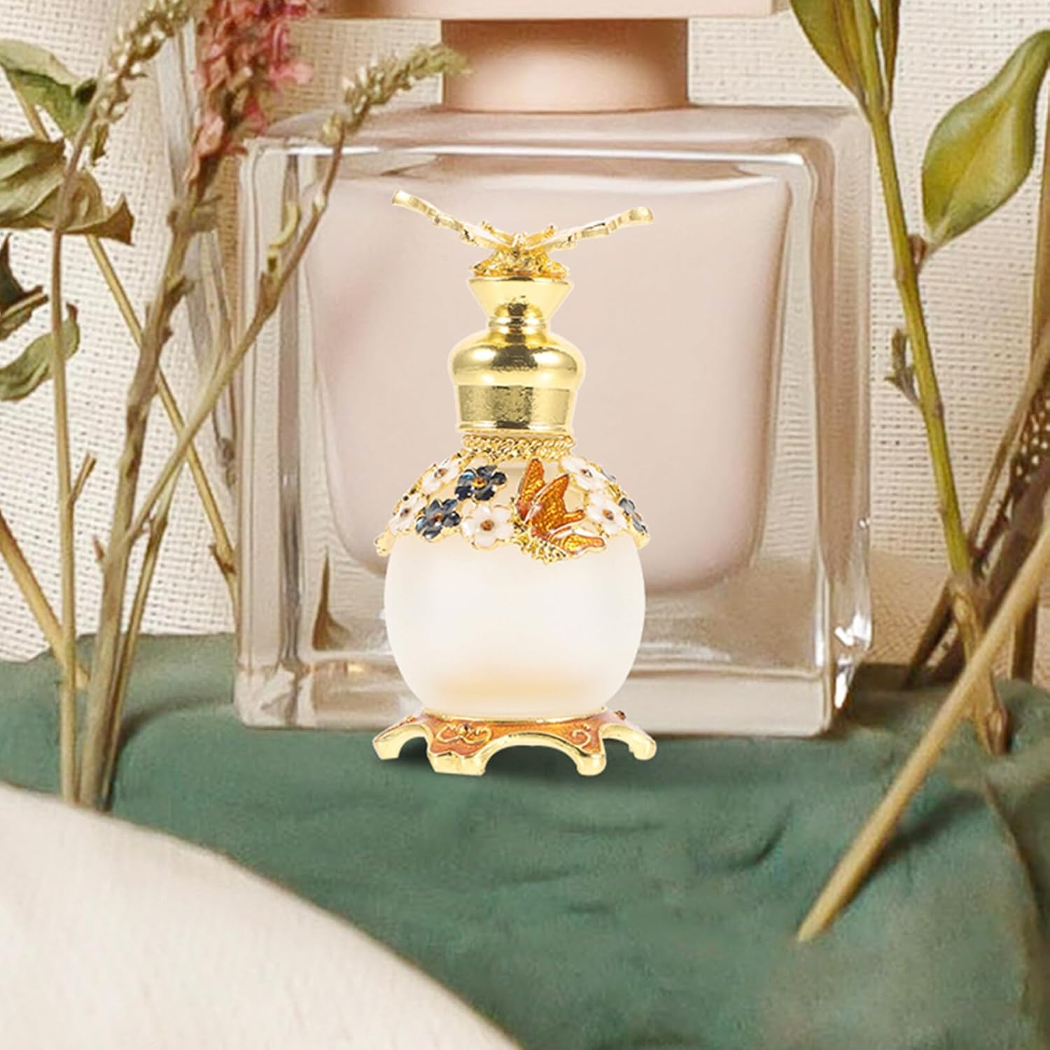 TEHAUX Vintage Butterfly Perfume Bottle Middle Eastern Style Empty Essential Oil Bottle for Sample Refillable Use image number 5