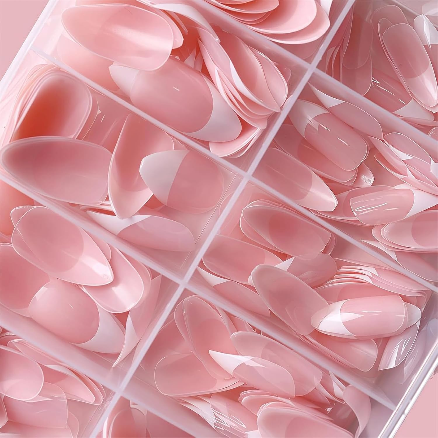 240Pcs Stick on Nails, White French Tip Press on Nails, 10 Sizes Almond French Tip Nails，Matte Fake Nails，Diy Nail Art Nude Gel Press on Nail（French White） image number 6