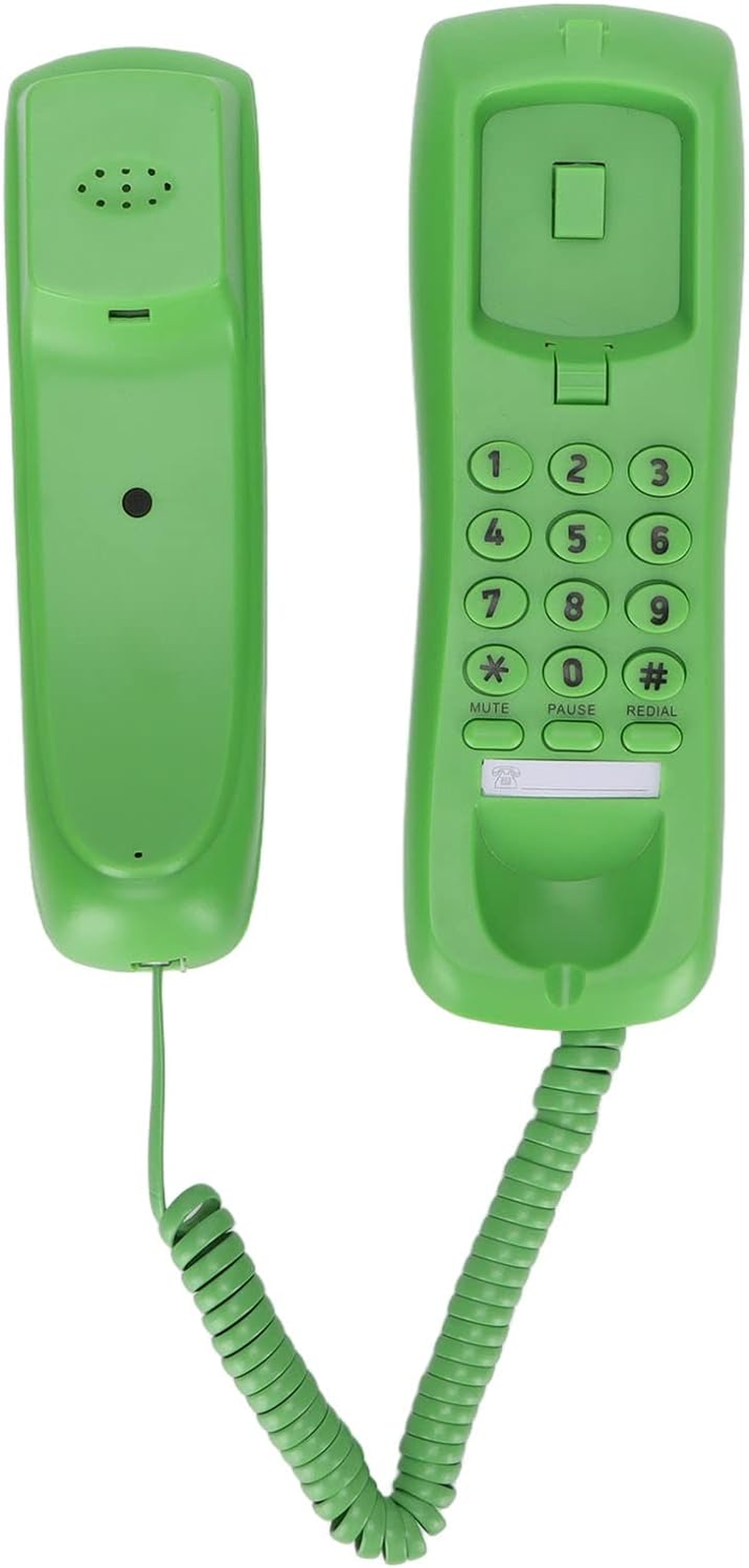Corded Desk Telephone, Single Line Desk Fixed Telephone with Mute Pause Redial Music Function, Mini Landline Telephones for Home Hotel Office, Wall Mounted(Green)