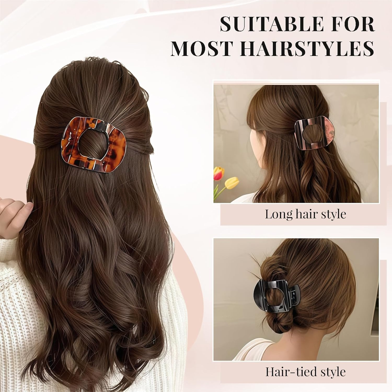 Yamobi Pack of 6 Duck Beak Hair Clips for Women, Large Hair Clip, Flat Hair Clips, Non-Slip Hair Clips for Thick or Thin Hair image number 6