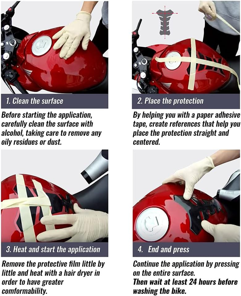 4R Quattroerre.It 18098 Tank Pad 3D Motorcycle Tank Protector England UK 19 X 13 Cm