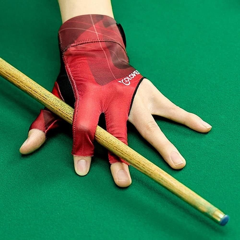 Gofidin 2 PCS Breathable Pool Gloves, Spandex Snooker Left Hand Three Fingers Glove, Elasticity Billiard Training Accessories