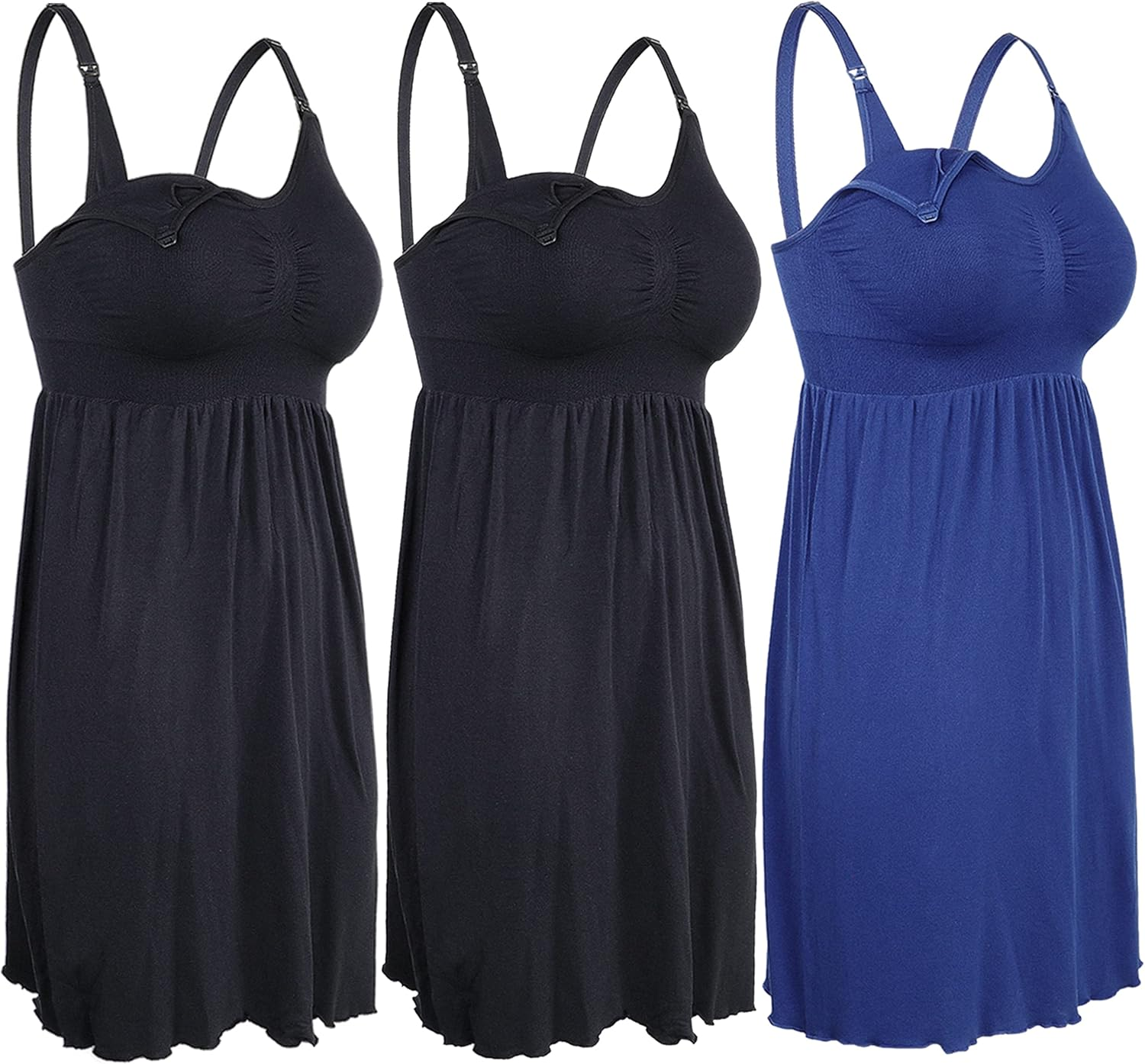 Ilovesia 3PCS Women'S Maternity Breastfeeding Dress Nursing Nightgown