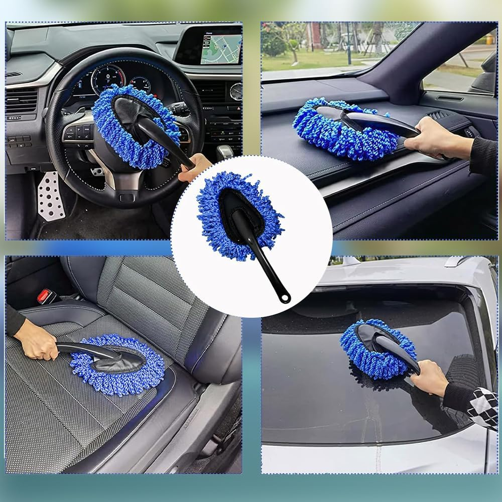 4-Pack Fiber Car Duster, Car Wash Mop with Retractable Handle, Clean Your Car Comfortably and Effectively and Remove Dust, Suitable for Car Interior and Exterior Cleaning Tools