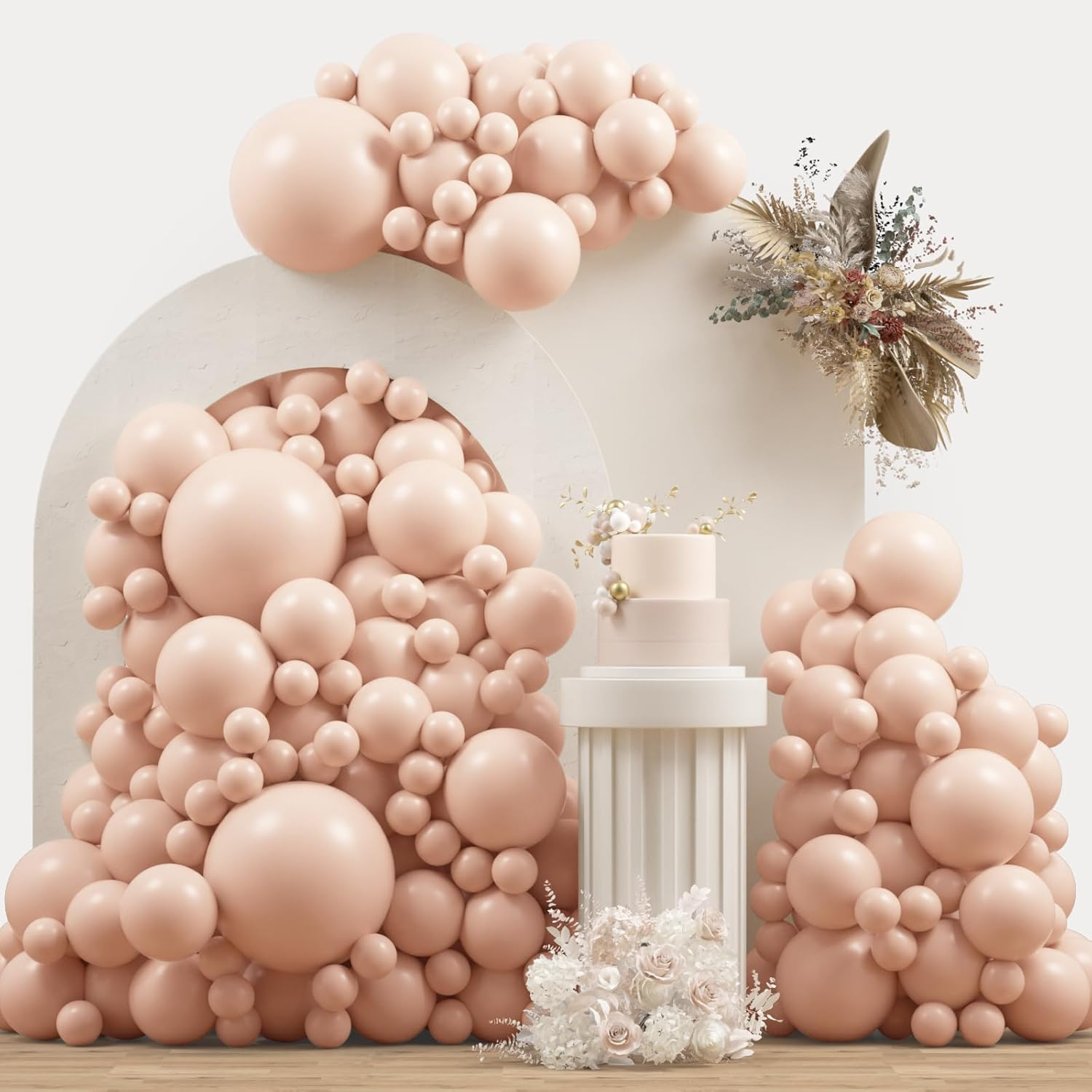 Pearl White Double Stuffed Balloons Different Size 115Pcs 5/10/12/18" White Pearl Ivory Balloons Garland Kit for Wedding Birde to Be Engagement Bridal Shower Birthday Baby Shower Party
