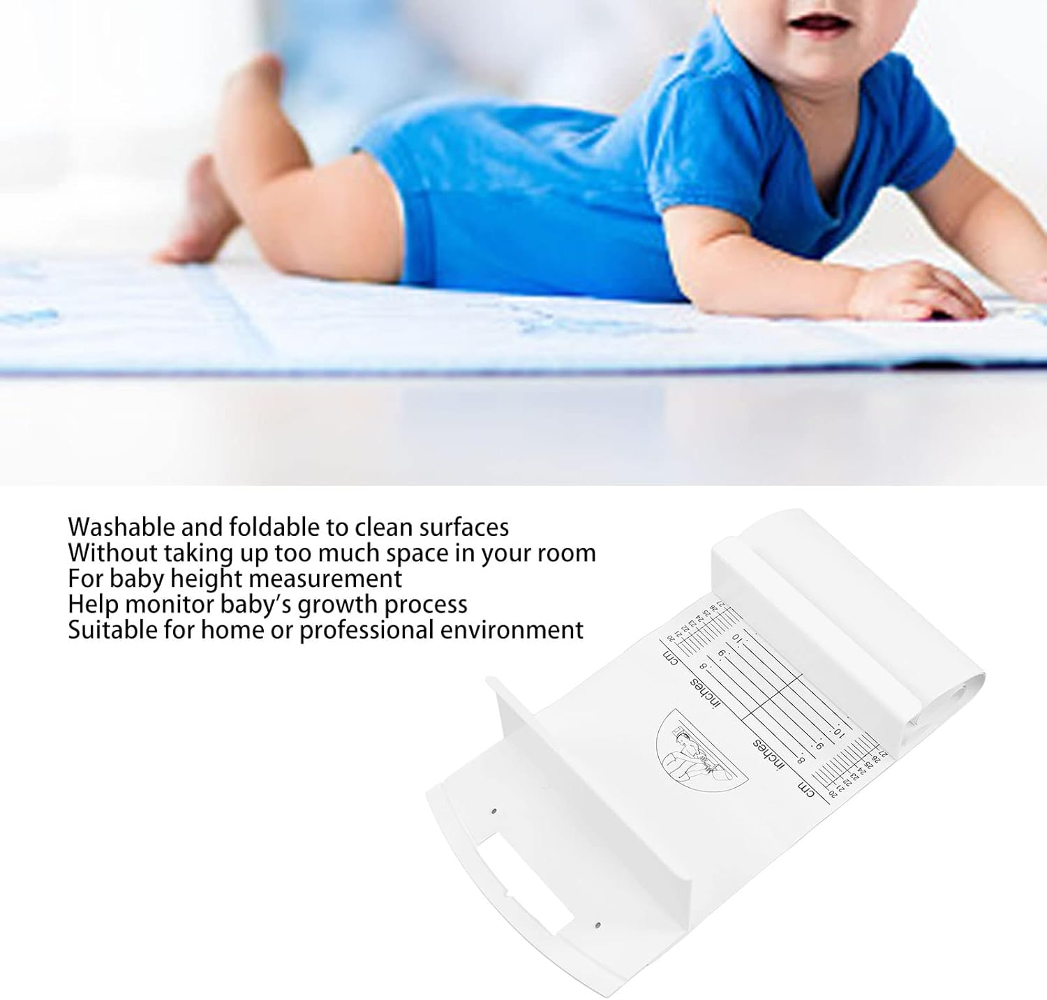 Growth Chart for Kids, Washable Collapsible Height Chart for Toddler, Baby, 10-99Cm Baby Growth Height Measurement, Support Wall Hanging Standing Measurement or Lying down Measurement image number 6