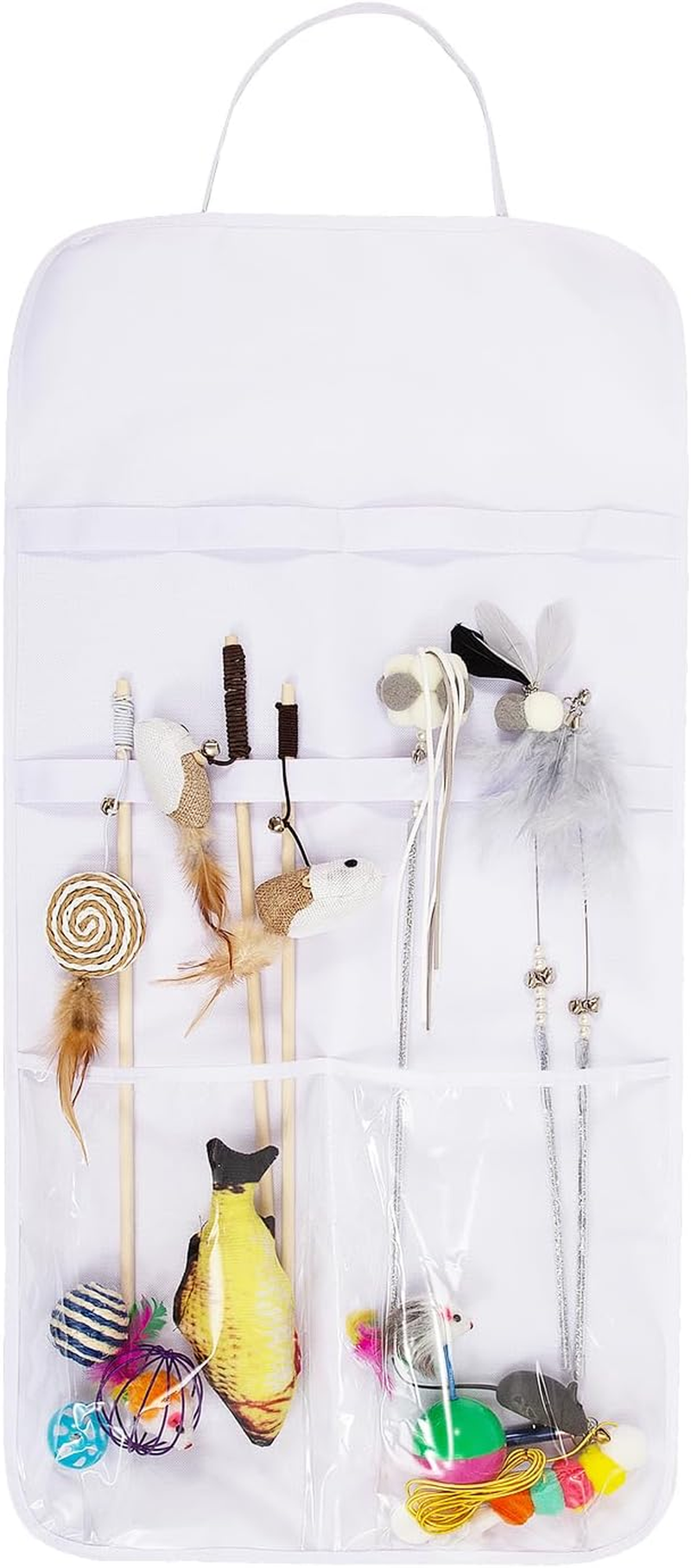 Cat Wall Toy Storage Bag Cat Teaser Wall Holder with Thick Felt for Tidy Organisation of Cat Toys and Cats Safe