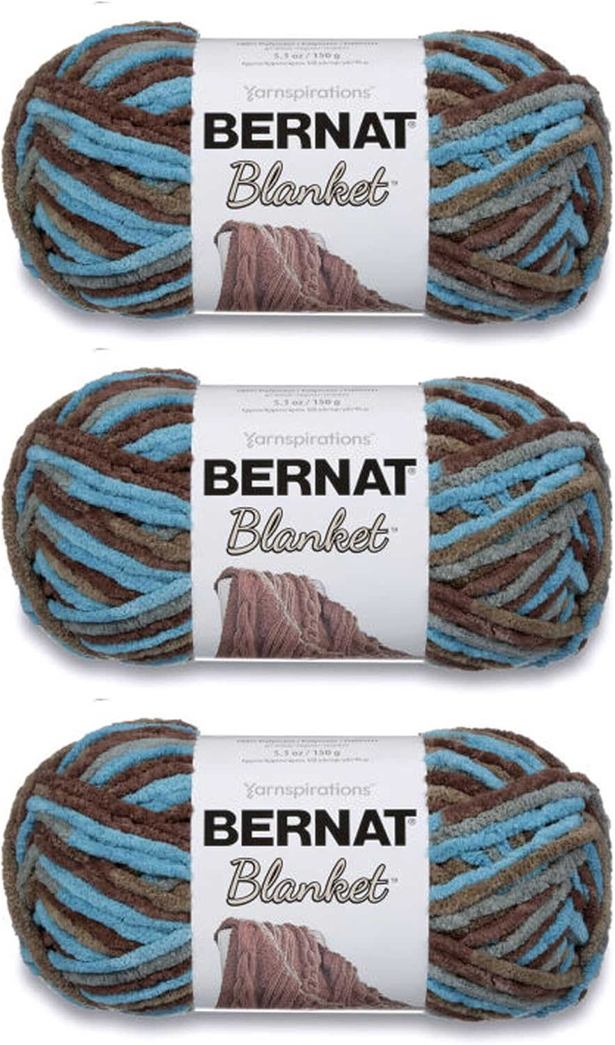 Bernat Blanket Fall Leaves Yarn - 3 Pack of 150G/5.3Oz - Polyester - 6 Super Bulky - 108 Yards - Knitting/Crochet