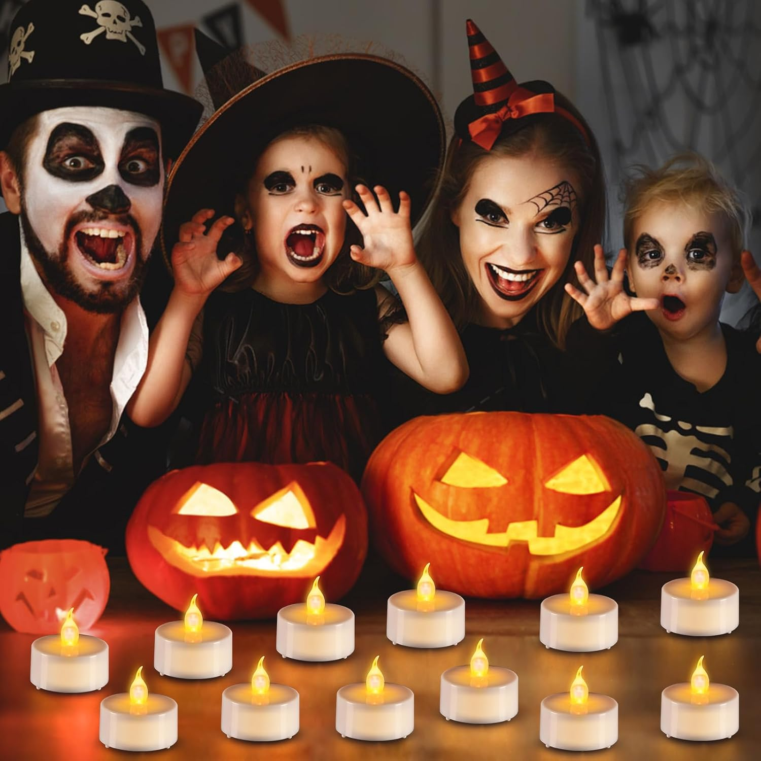 24 PCS LED Tea Lights with Timer, Remote Control, Flameless LED Candles, Electric Flickering Battery-Operated Tealights for Home, Room, Table, Halloween, Christmas Decoration image number 3