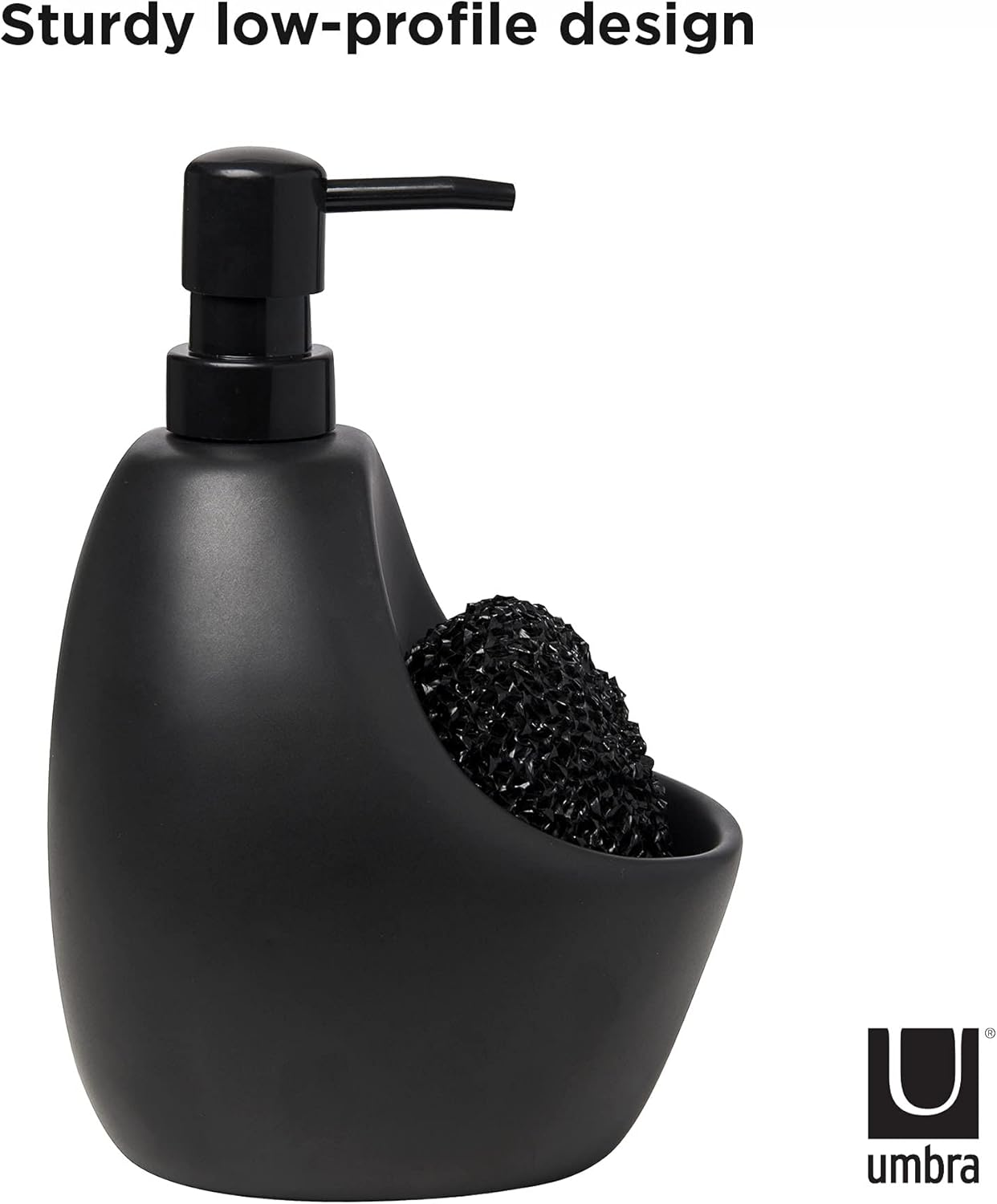 Umbra Joey Kitchen Soap Pump with Scrubby Holder, Black, 24 Pieces image number 2