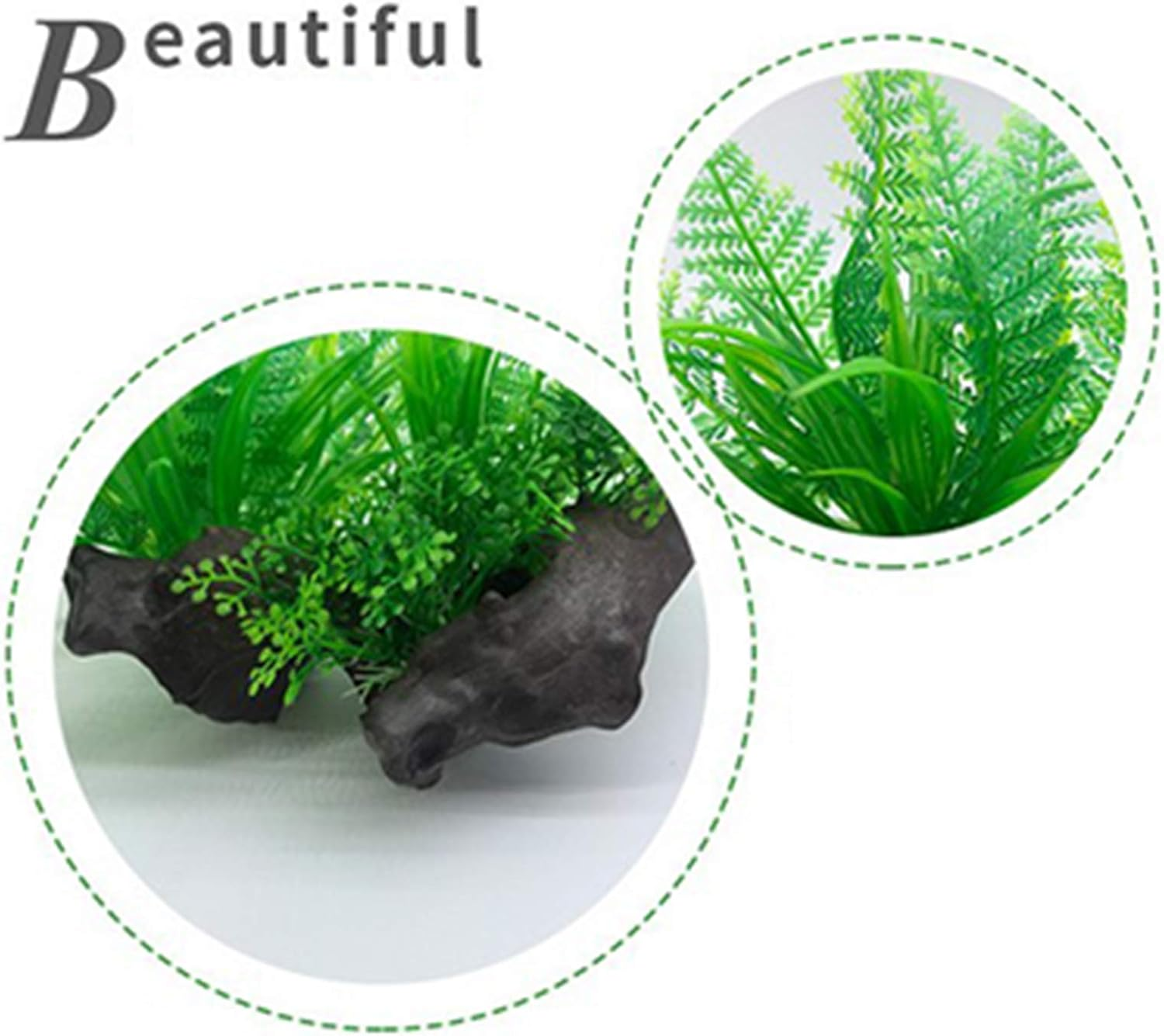 2 Pcs Aquarium Fish Tank Plants, Artificial Plastic Aquatic Plants with Rockery Base, Aquarium Decoration Accessories Aquarium Simulation Hydroponic Plants for Fish Tank for All Fish & Pets image number 3