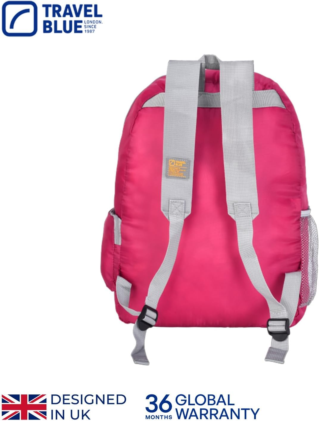 Travel Blue Foldable Backpack - Lightweight 11L and 20L Compact Polyester Rucksack with Padded Straps, Main Compartment and Side Pocket image number 6