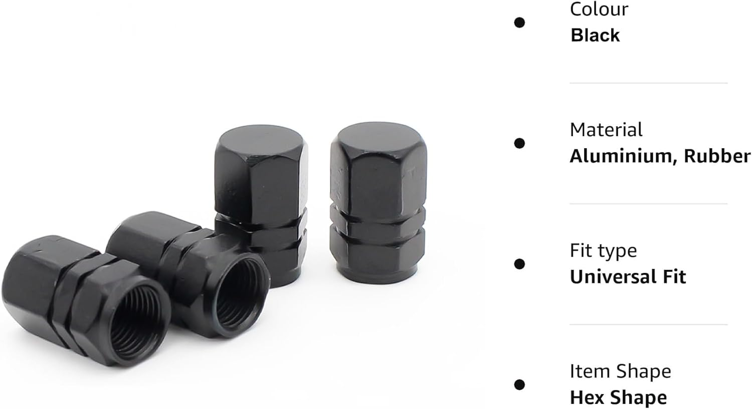 FUZVOL 8PCS Dust Caps Aluminium Alloy Tyre Valve Caps Leak-Proof Wheel Caps Universal Metal Tire Covers with Seal Ring for Car Truck Bike Motorcycle（Black） image number 2