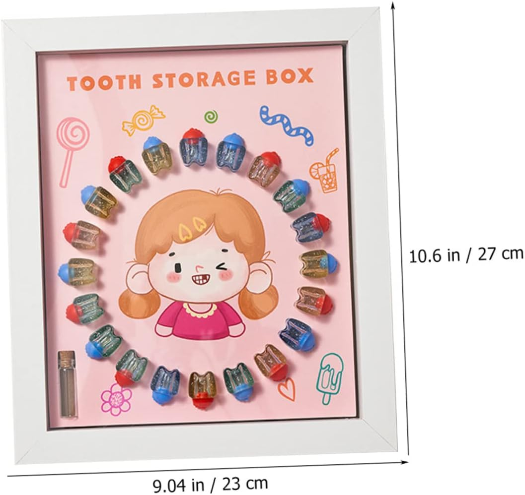 INOOMP Baby Tooth Saver Box and Keepsake Frame for Kids Crystal Deciduous Teeth Container White Frame Keepsake And image number 5