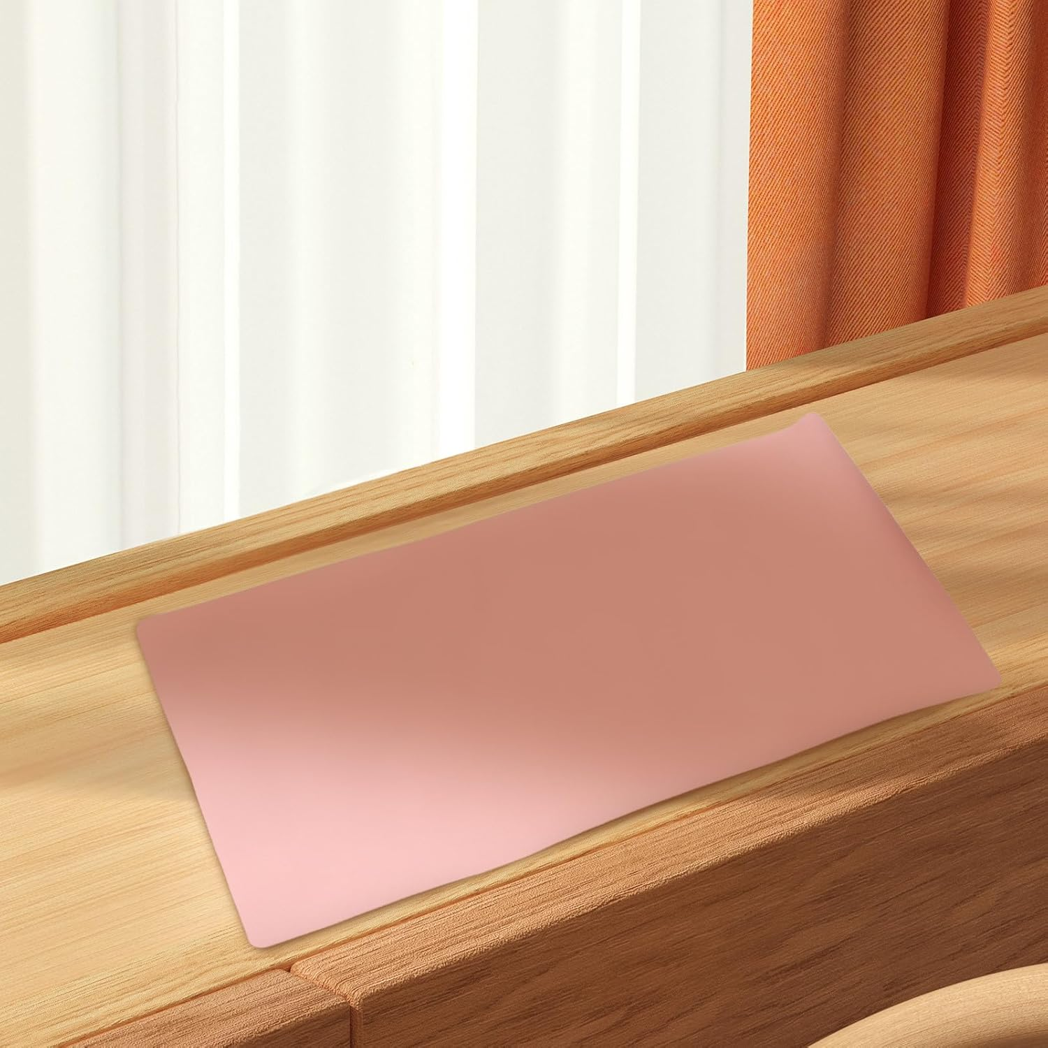 EXQUIMEUBLE Waterproof Makeup Vanity Mat 40X80Cm, Pink Desk Protector Pad Oilproof, Dustproof Surface for Dressing Table and Beauty Counter image number 6