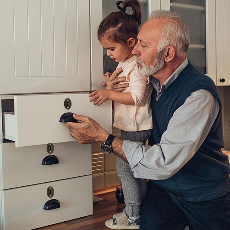 ARTIBETTER 10 Pcs Oval Stamped Antique Brass Decorative Keyhole Cover Keyhole Escutcheon Plate for Cabinet Door Dresser Drawers Desk Furniture Hardware image number 5