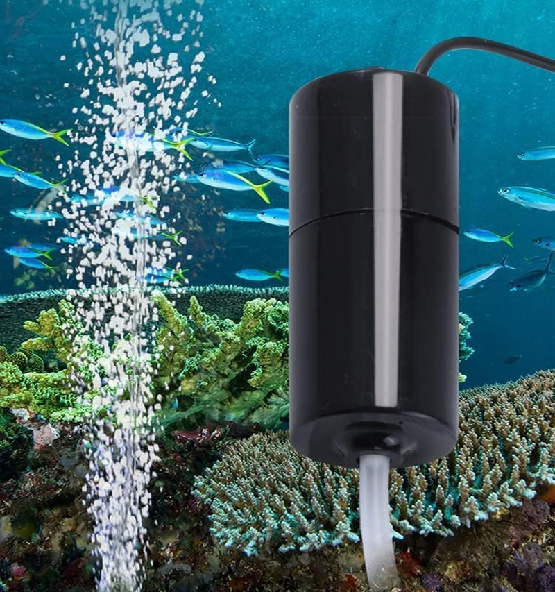 Aquarium Air Pump，Portable Mini USB Aquarium Fish Tank Oxygen Air Pump,Mute Energy Saving Supplies Accessories. - 2 Hoses-2 Air Stones image number 2