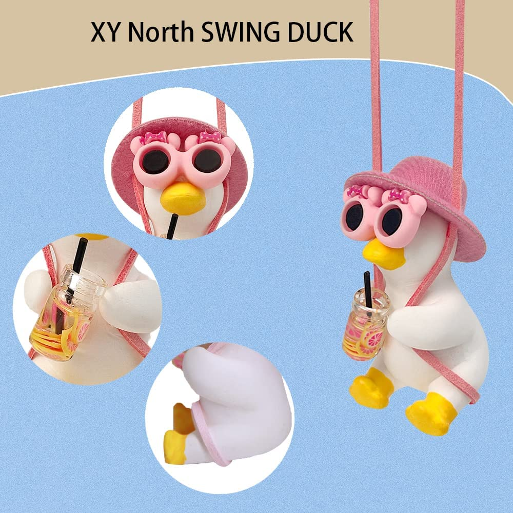 Cool Swinging Duck Car Hanging Ornament, Pendant Interior Rearview Mirror Decoration and Car Rear View Mirrior Hanging Accessories - 5Flag Duck image number 5