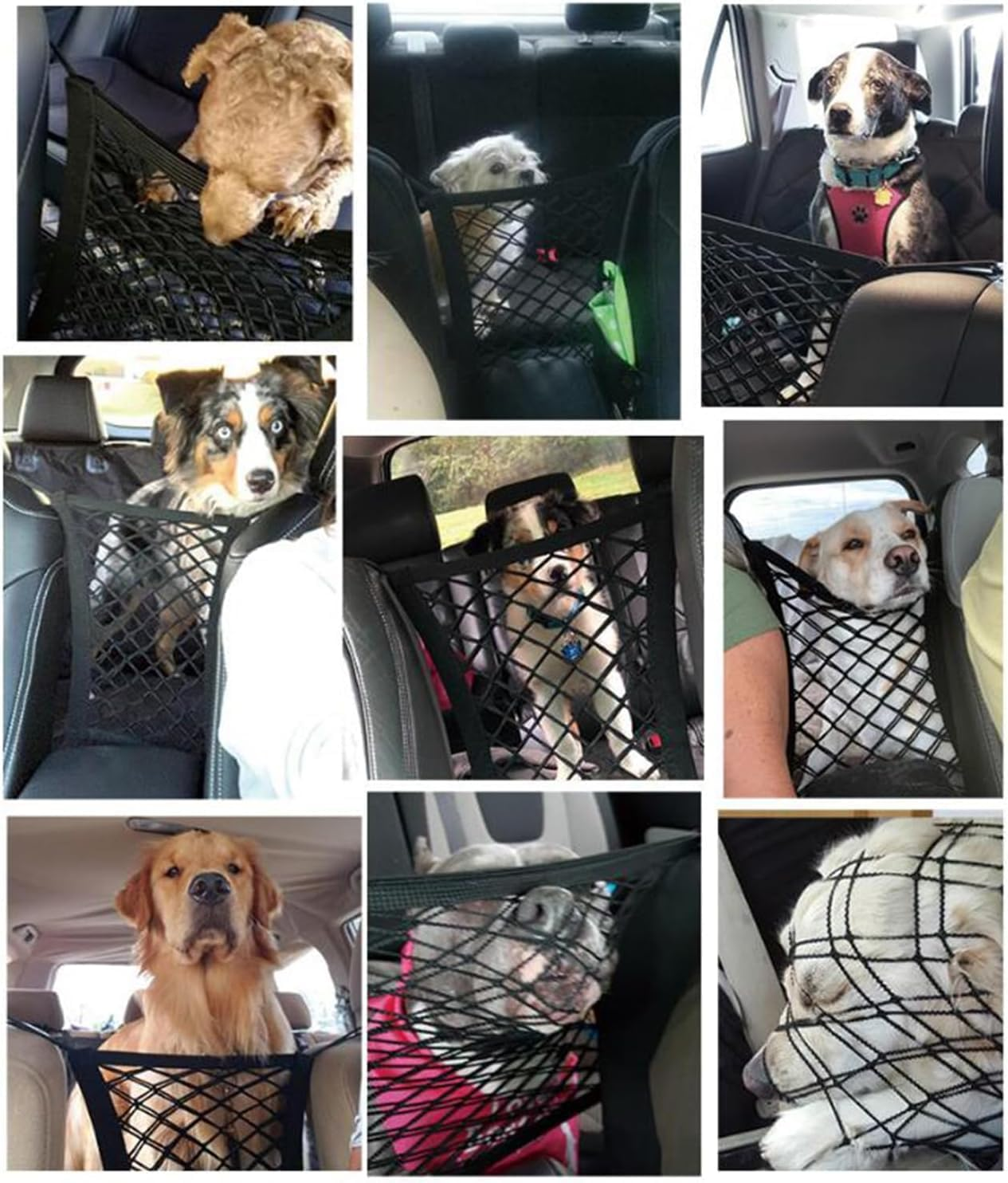 Car Seat Mesh Tidy Storage Net, 1Pc Dog Car Net Barrier with with 4 Hooks, Pet Safety Barrier Vehicle Mesh Organizer Seat Back Net, Dog Barrier Disturb Stopper Storage Pouch image number 1