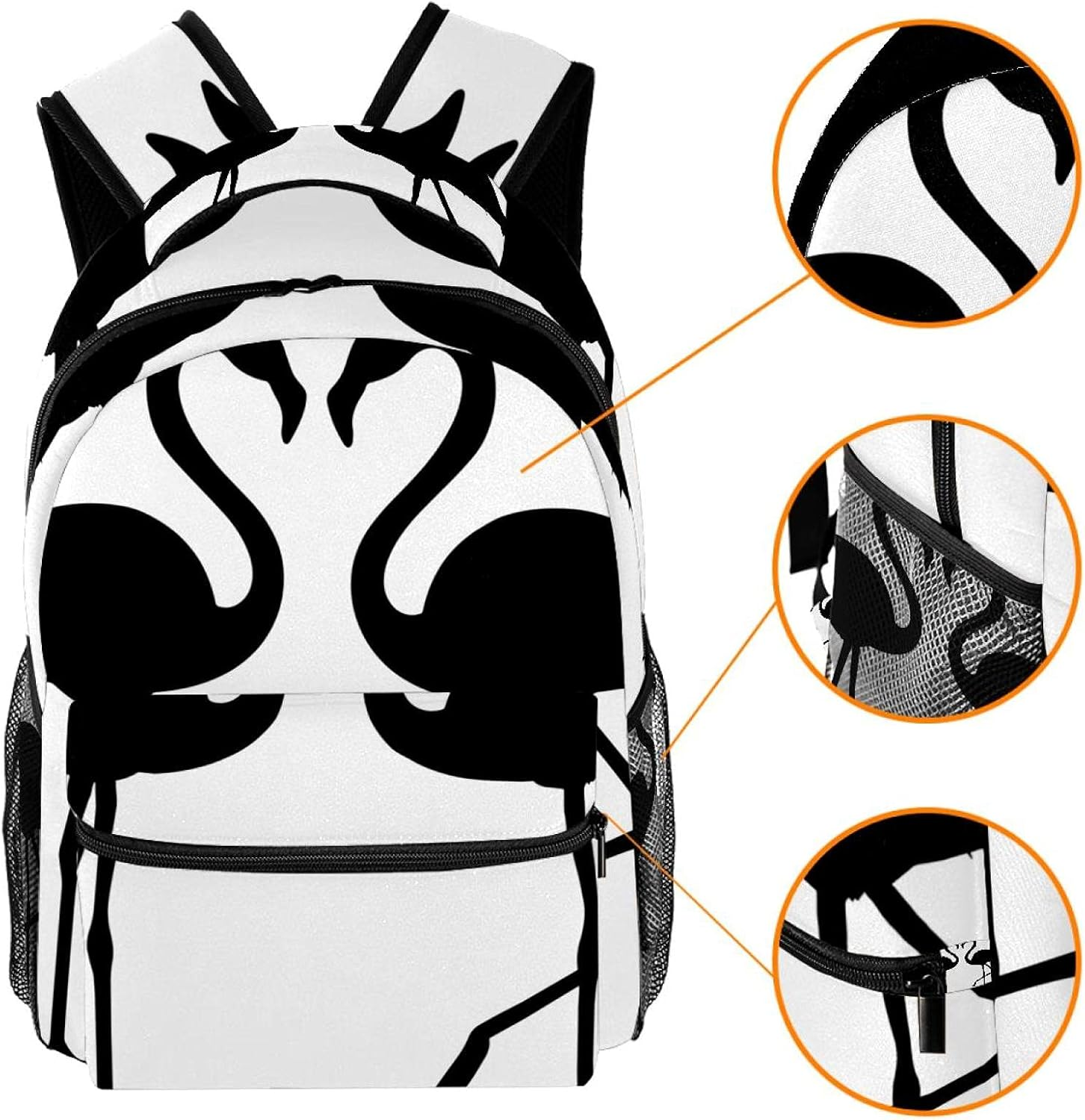 Flamingo Couple Silhouette Backpack Students Shoulder Bags Travel Bag College School Tote Backpacks image number 5