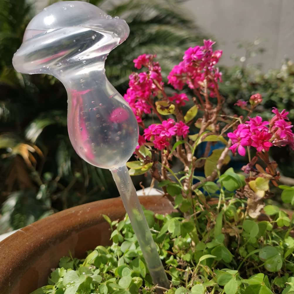 Jojofuny Self Watering Globes 2Pcs Plant Watering Globes Mushroom Shape Glass Plant Waterer Cute Self Bulbs Devices Water Drip Irrigation Device Automatic Waterer image number 6