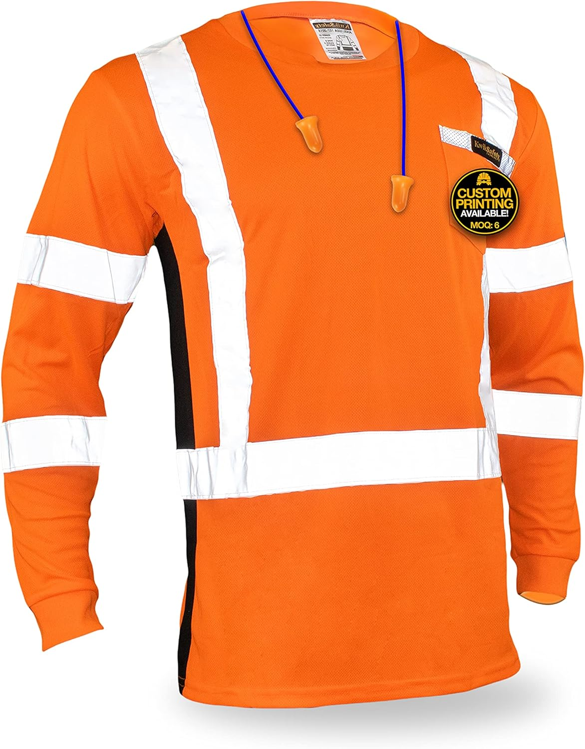 Kwiksafety (Charlotte, NC Renaissance Man | Class 3 Long Sleeve Safety Shirt | ANSI Work Wear | Hi Vis Moisture Wicking Silver Fishbone | Men Women Construction Exercise Security | Orange 3XL