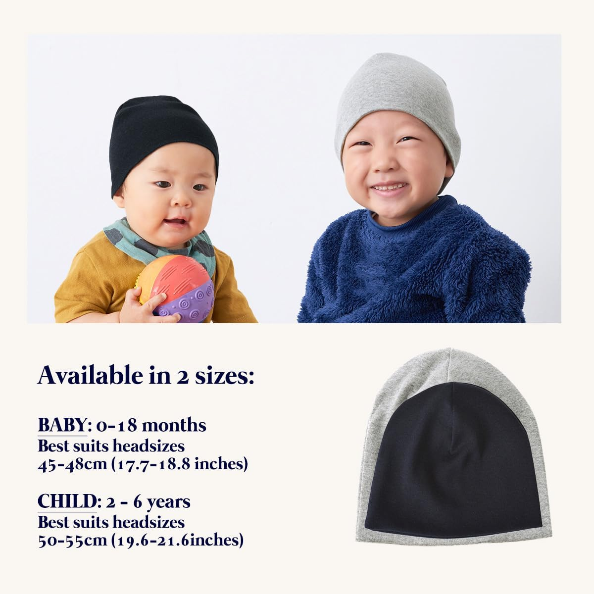 CHARM Toddler Organic Beanie Boys - Slouchy Cotton Kids Warm Knit Hat Girls