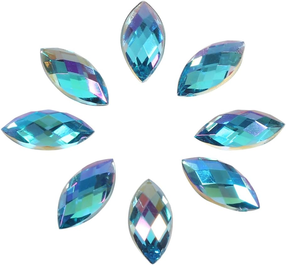 500Pcs 7 15Mm Crystal Acrylic Flat Back Marquise Decorative Clothes Mobile Phones for Cups Glass Bottle Cups DIY Crafts and Other Flat Back Rhinestone Crafts in Bulk (Dark Blue)