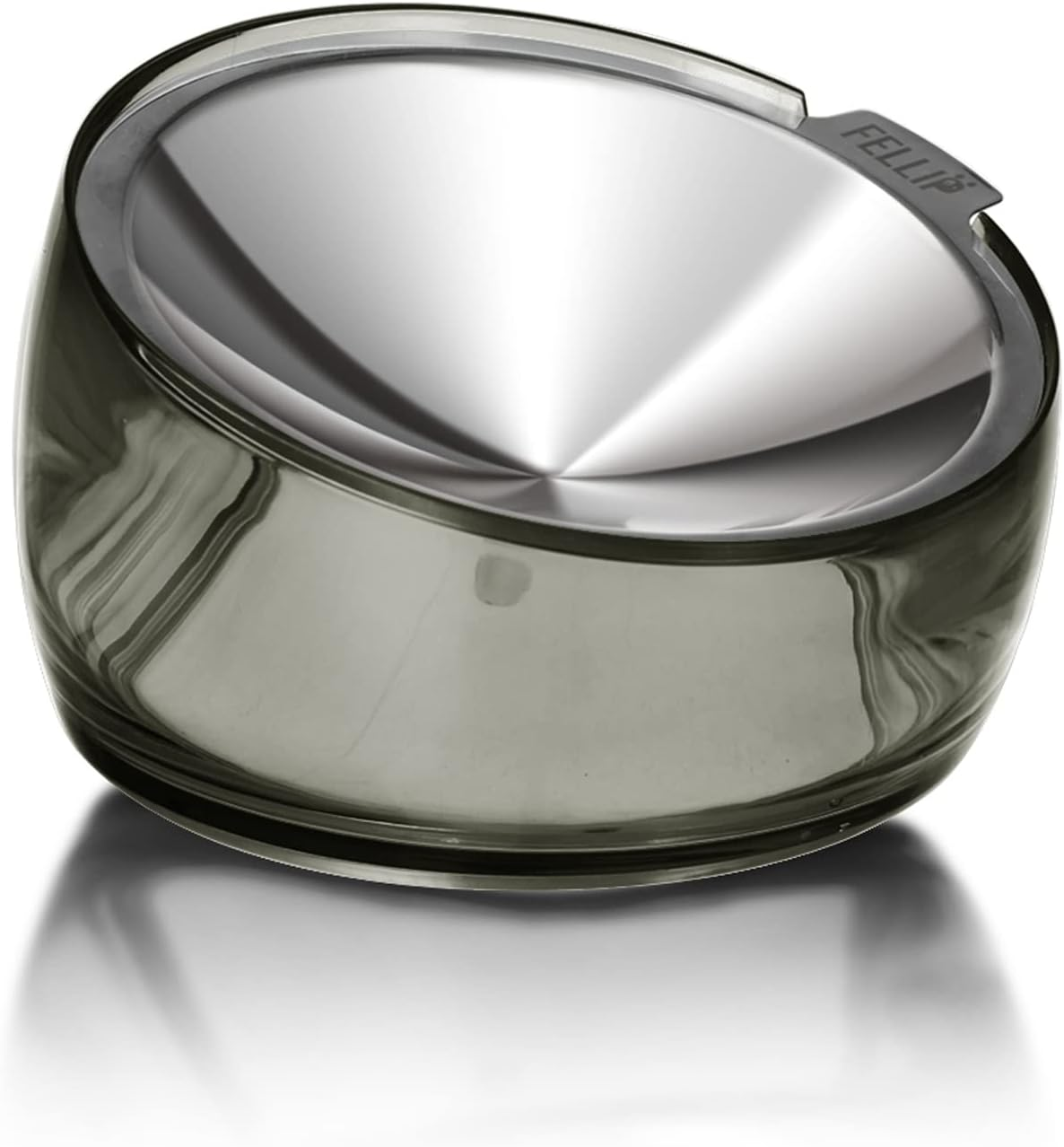 Felli Pet Whisker Stress Friendly Raised Angled Cat Wet Food Bowl Stainless Steel Shallow Dish Tilted, anti Vomit, Slanted Feeding Plate Metal Elevated Acrylic Flat Faced Dog (0.5 Cups, Gold)