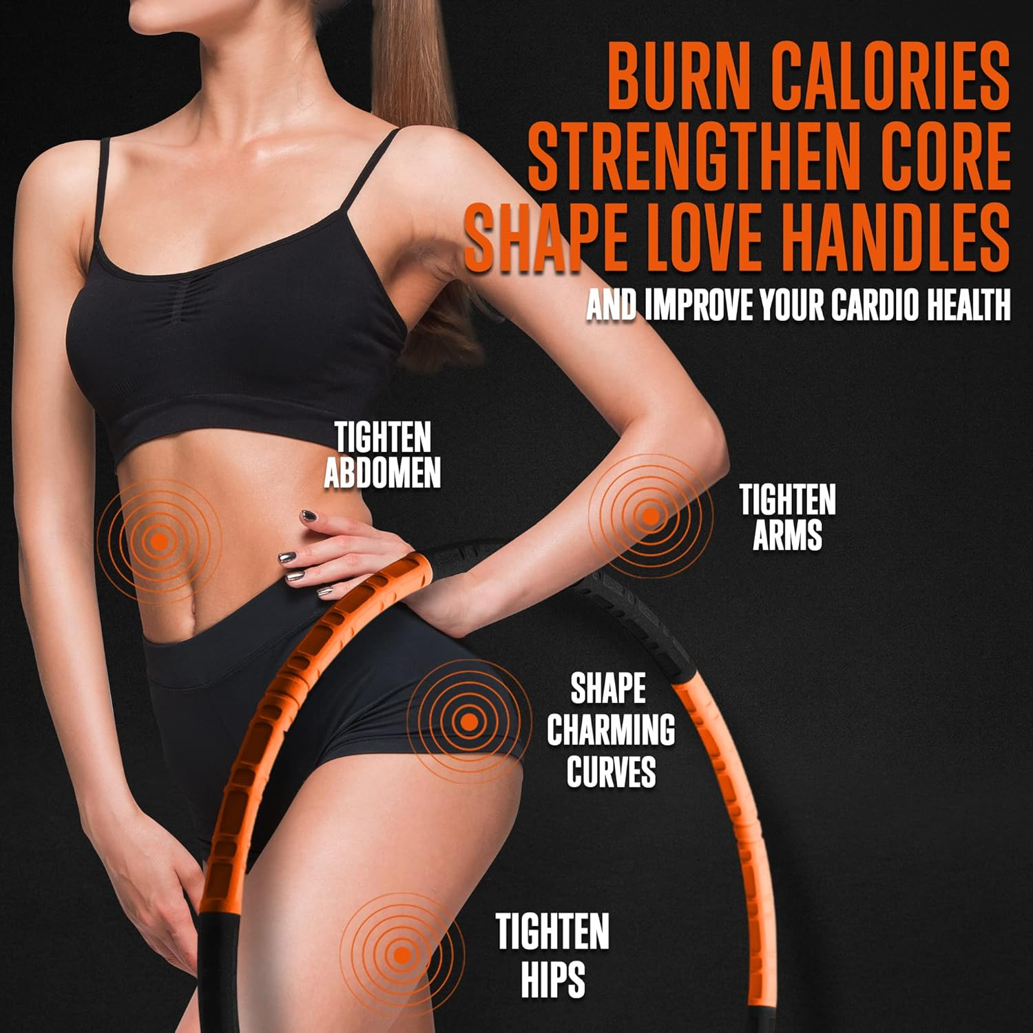 SQUATZ Exercise Hula Hoop for Adults Weight Loss - Weighted Hula Hoop for Workout, Adjustable & Detachable Weighted Hula-Hoop image number 6
