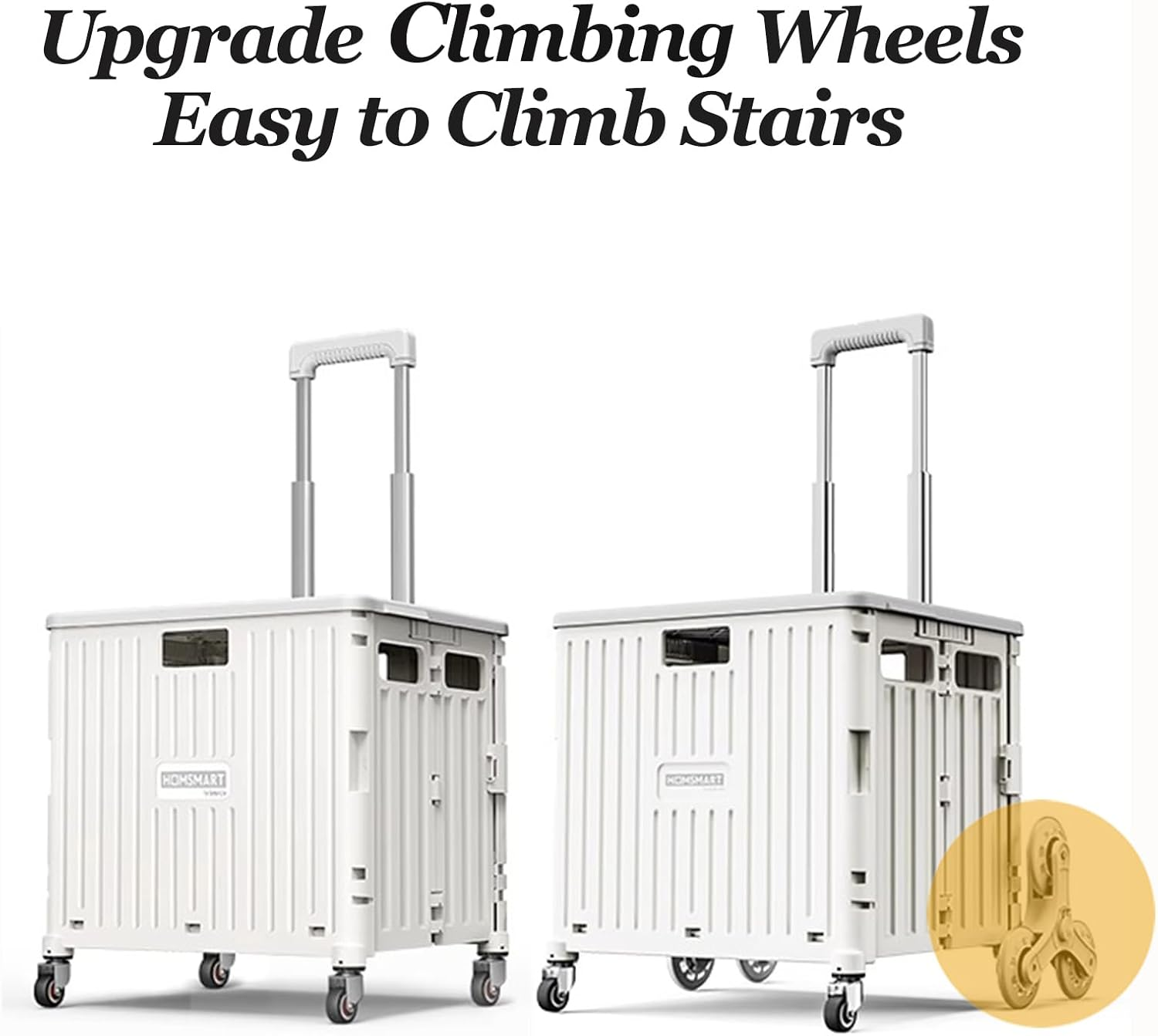 Viviendo Foldable Shopping Trolley, 65L Collapsible Utility Cart, Folding Portable Crate Handcart with Climbing Wheels and Metal Telescopic Handle - Black image number 1