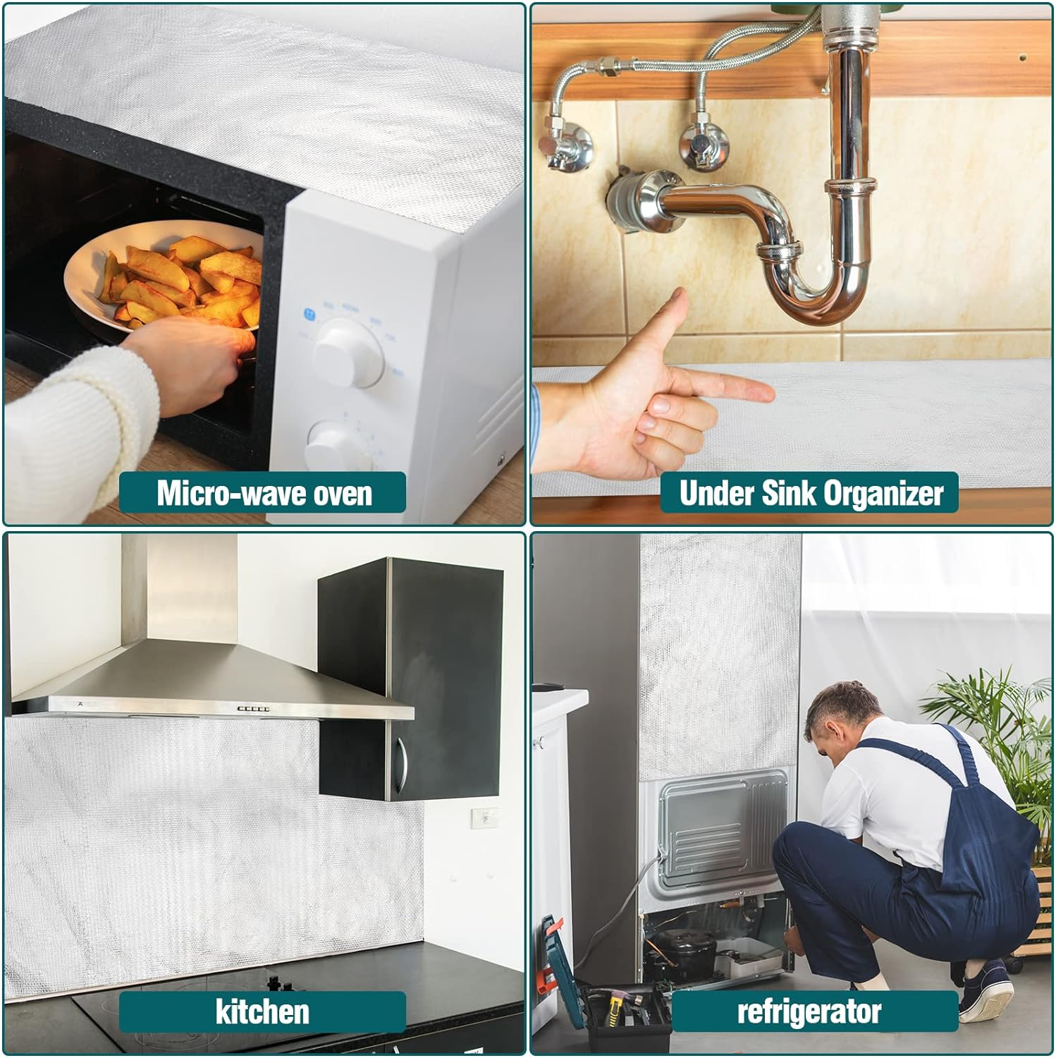 4 Sheet 12'' X 30'' Aluminized Heat Shield Adhesive Backed Thermal Barrier Insulation Wrap Adhesive Thermal Barrier Foil Tape Heat Resistant Tape Automotive Exhaust High Temp Protection image number 5