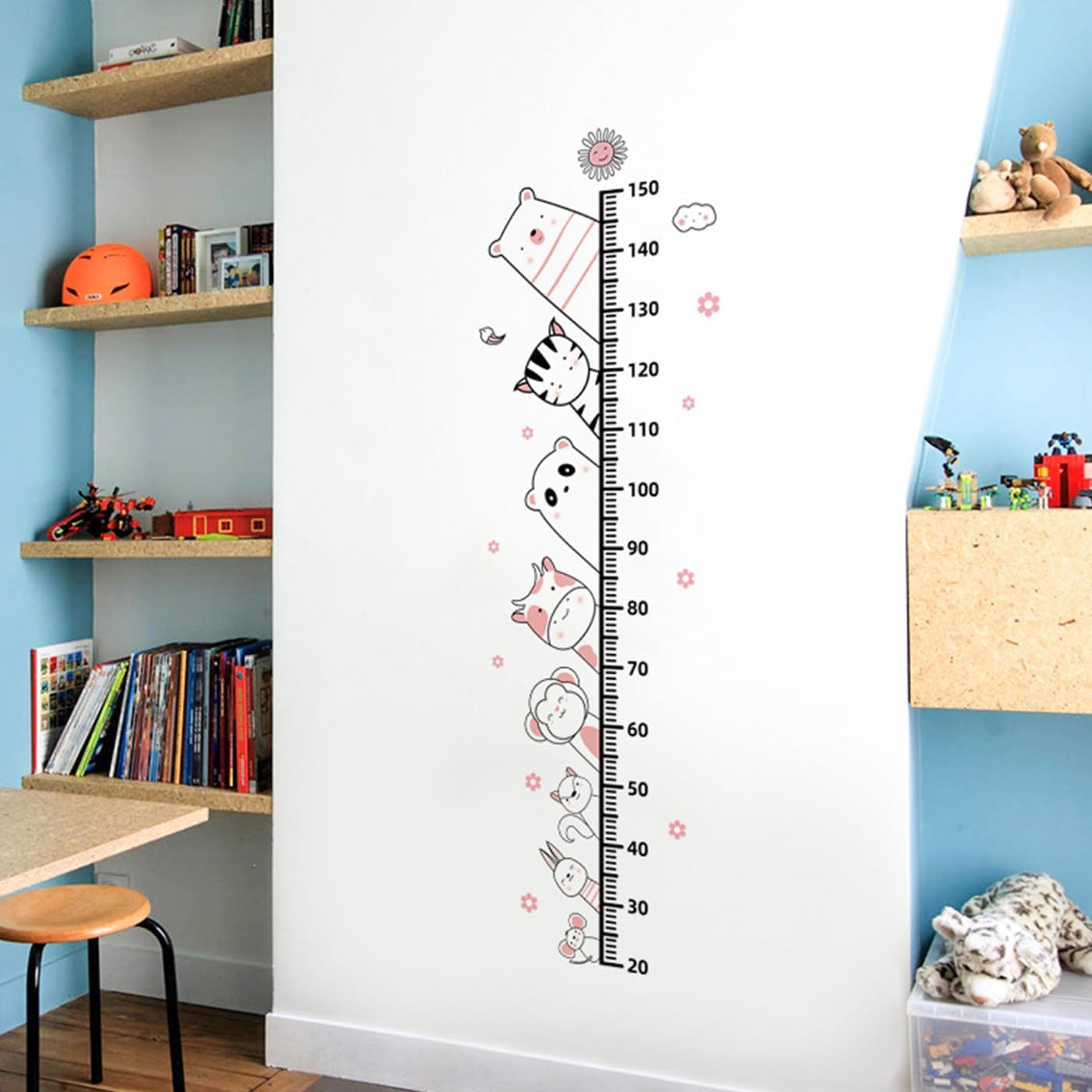 Kids Height Chart Wall Stickers,Baby Growth Height Wall Decal Removable DIY Height Measure Mural Decor for Girls Boys Toddler Nursery Kindergarten Playroom Bedroom Decoration Art (E) image number 5