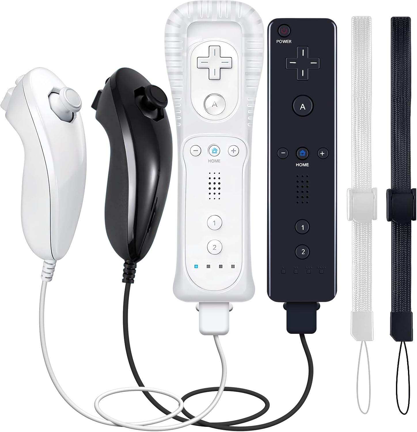 PZL 2 Pack New Remote with Nunchuck for Wii Controller, Compatible with Nintendo Wii/Wii U, with Silicone Case - White and Black