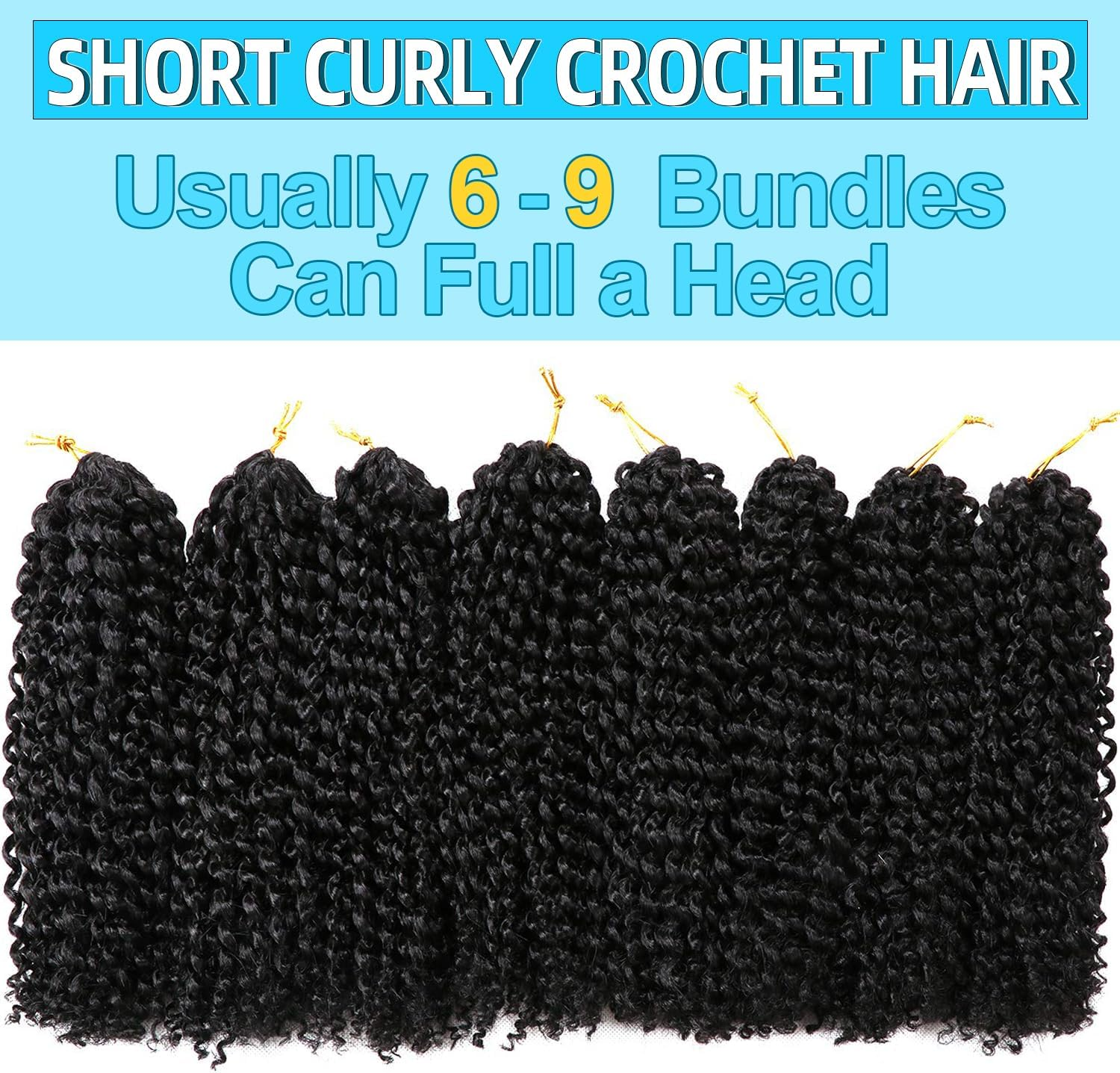 12 Inch Short Passion Twist Hair 8 Bundles Kinky Curly Marlybob Crochet Hair for Black Women (8Bundles12 Inch, 1B#) image number 2