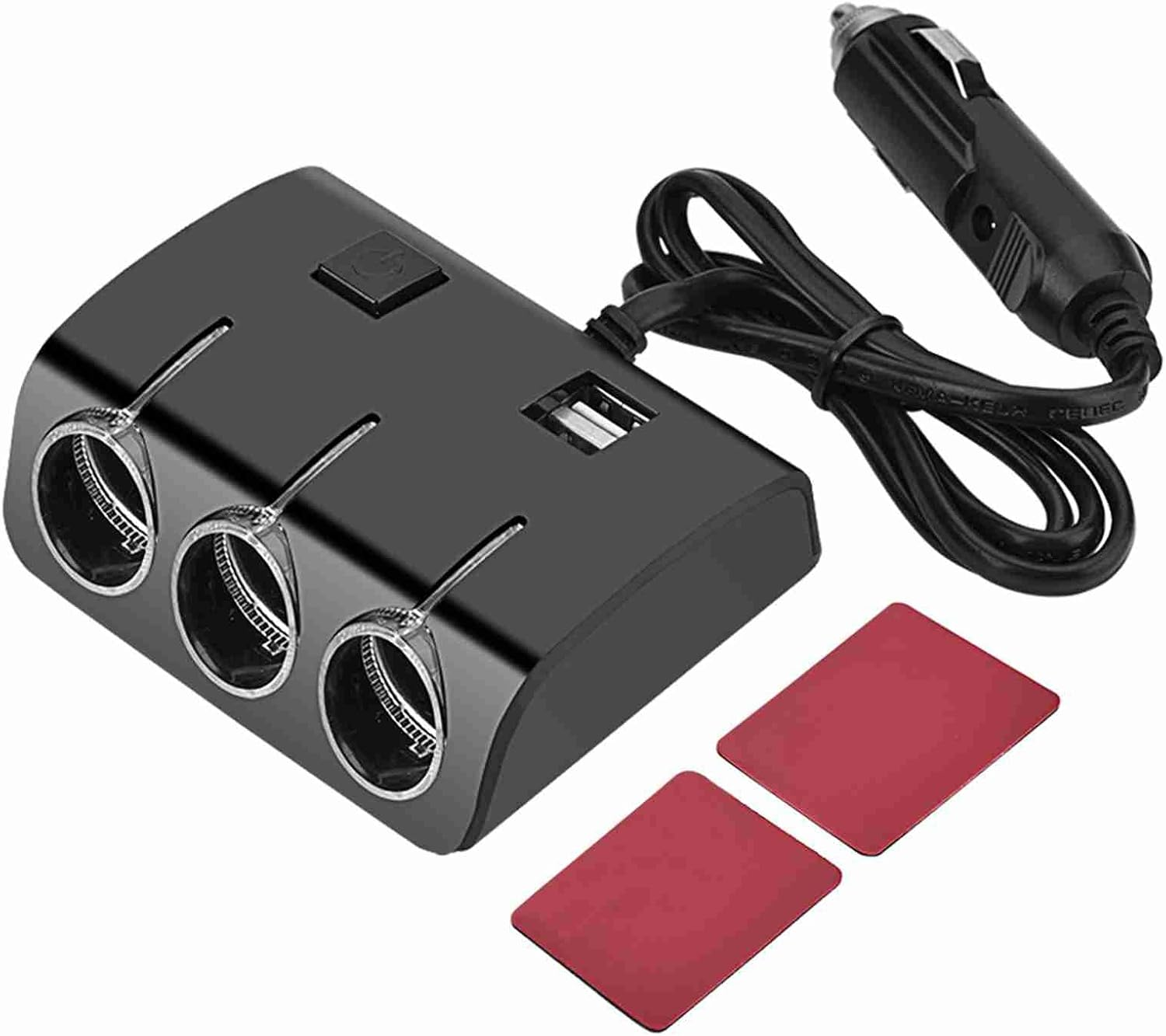 Depisuta 3 Way Car Cigarette Lighter Splitter, 120W High Power Dual USB Charger Adapter with LED Blue Light Indicator, Ideal for Smartphones Tablets Car Vacuum Cleaner image number 3