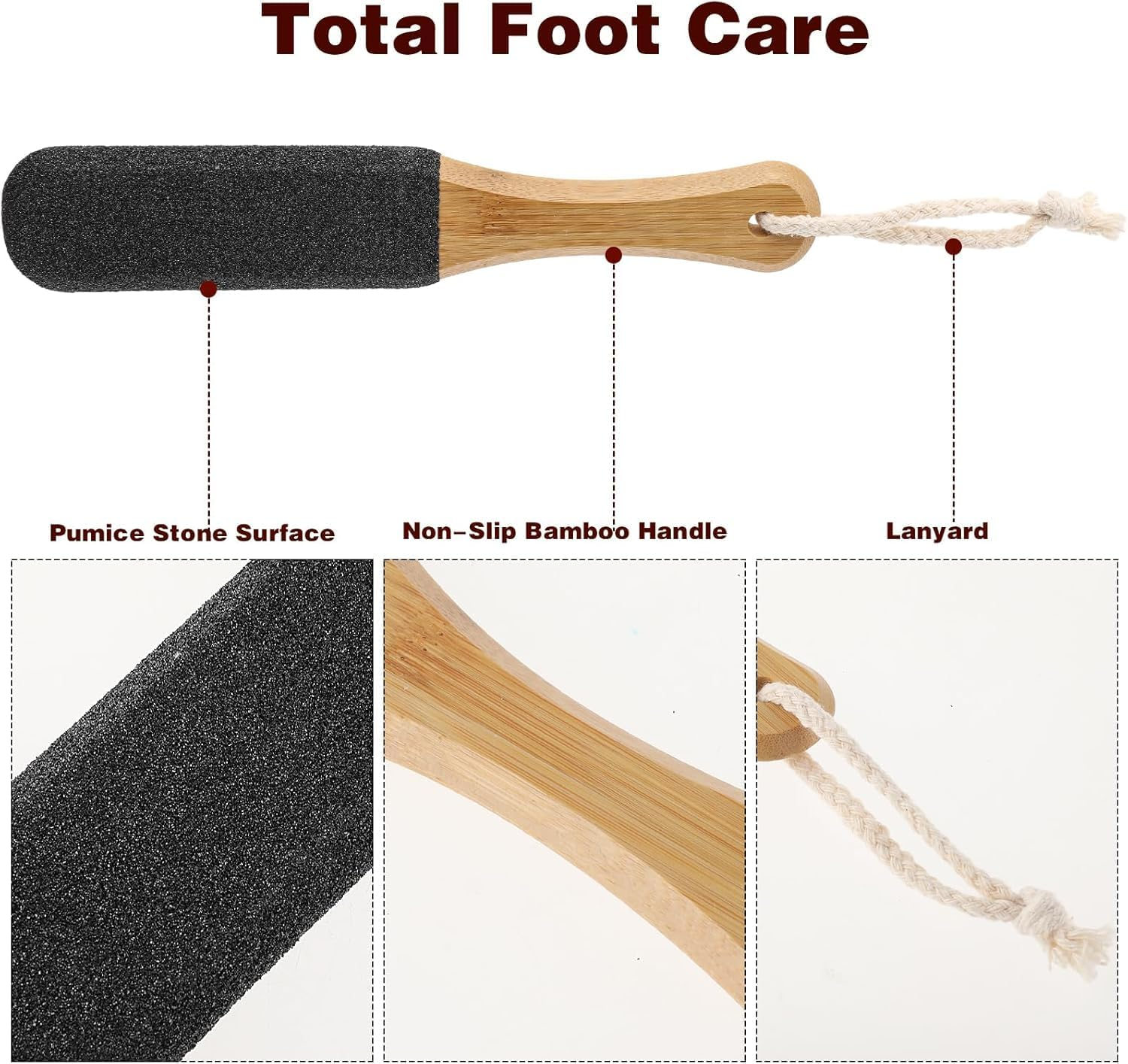 Father'S Day Ideal Gifts Foot Rasp Files&Nail Files Set Wooden Double-Sided Foot File with Bamboo Nail Buffer &ndash; Callus Remover, Dead Skin Exfoliator for Home Pedicure and Nail Care image number 1