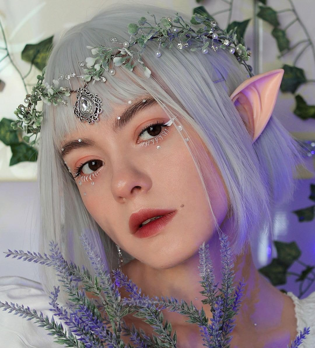 MOSTORY Fairy Flower Crown Women - Elf Headpiece Forest Floral Headband Woodland Circlet for Women Renaissance Halloween Accessory Renfaire Cosplay image number 5