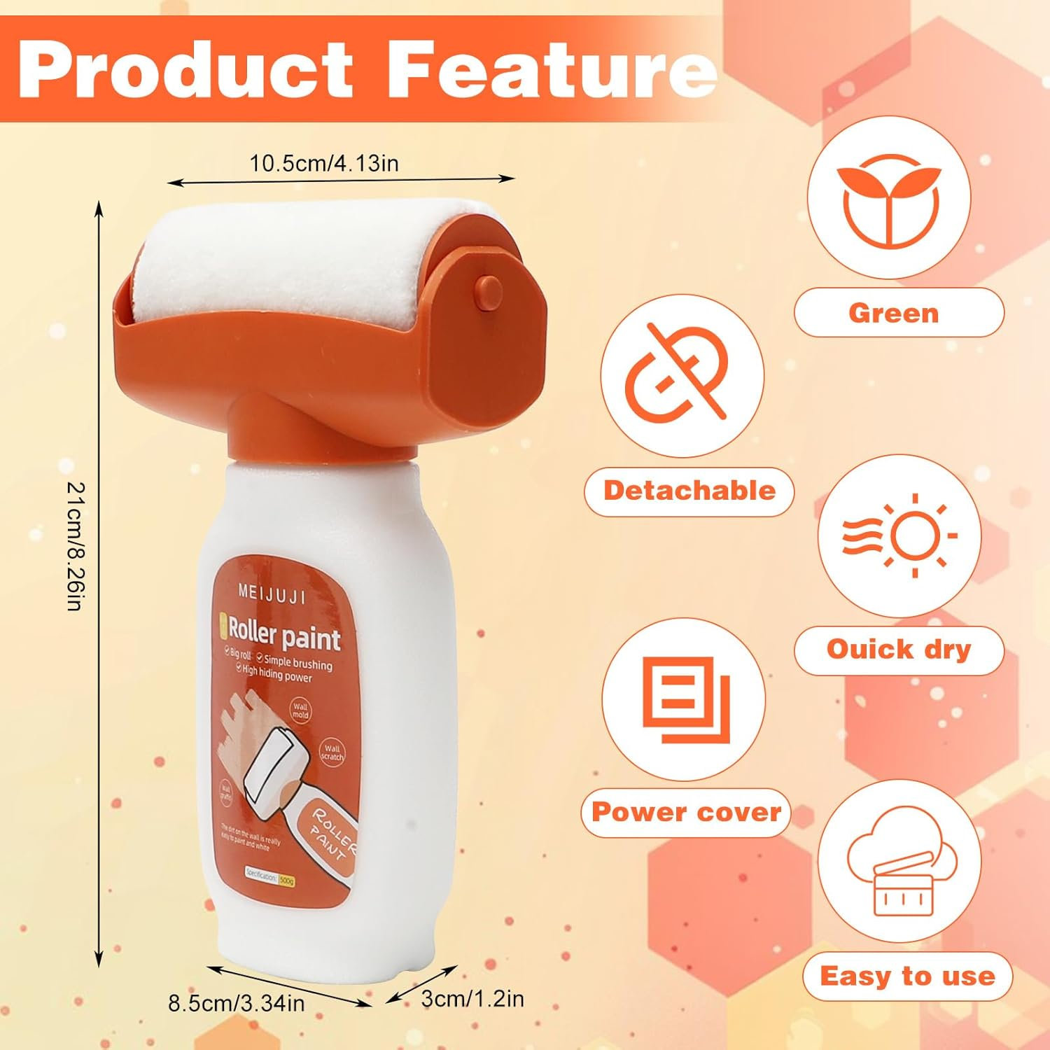 Wall Paint Touch up White, 500 G Touch up Paint White Roller, 2 in 1 Wall Repair Roller Brush, Wall Paint White Roller with Wall Repair Paste, Wall Repair Roller for Wall Scratches, Graffiti Stains