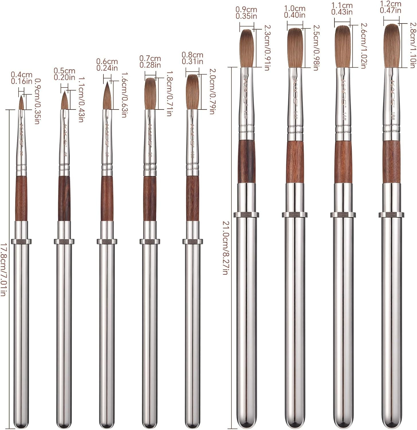 KADS Kolinsky Bristles Acrylic Nail Art Brush Size #16 Oval Nail Brush for Acrylic Application Redwood Handle Professional Manicure DIY Tool image number 2